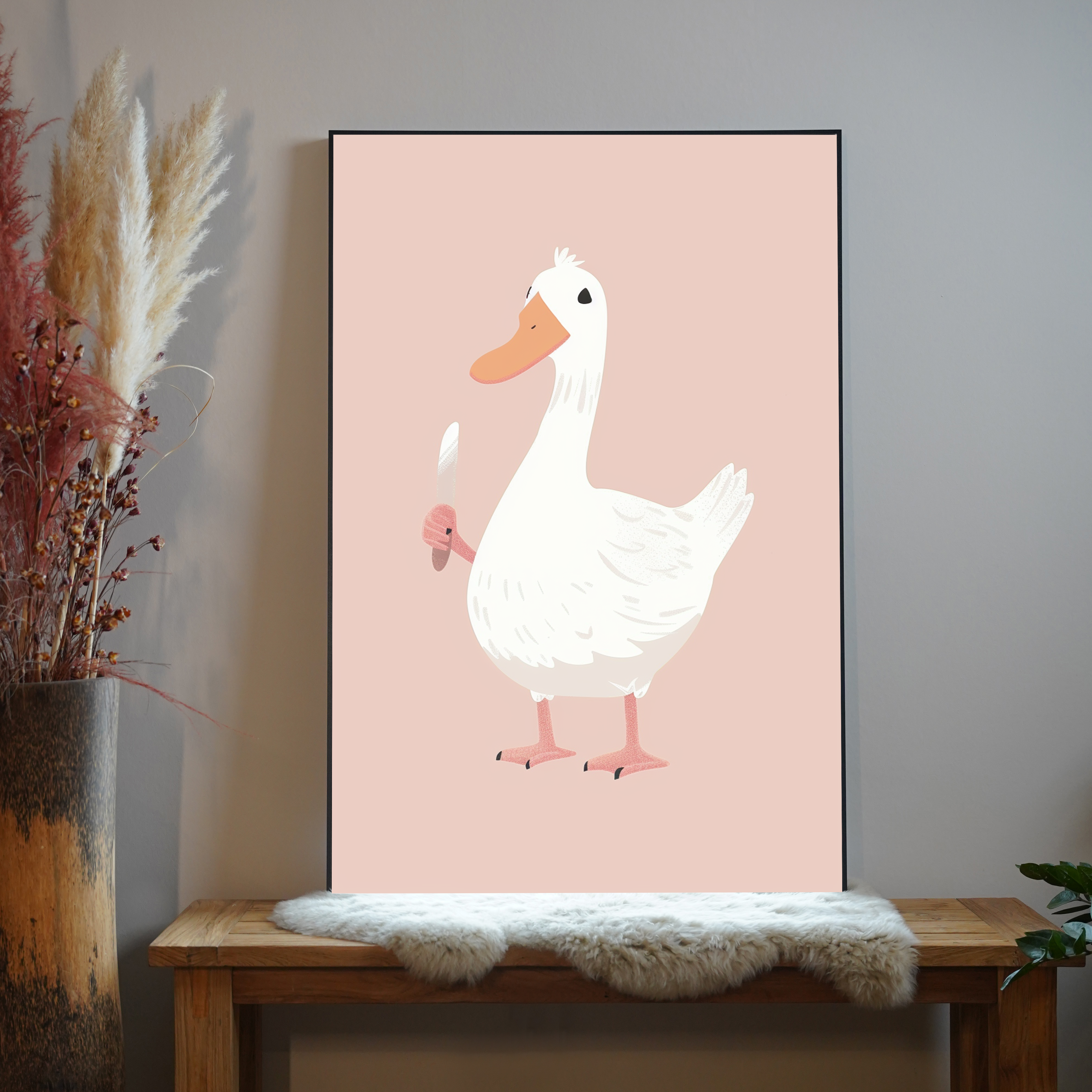 Gans mit Messer 1 | LED Bild