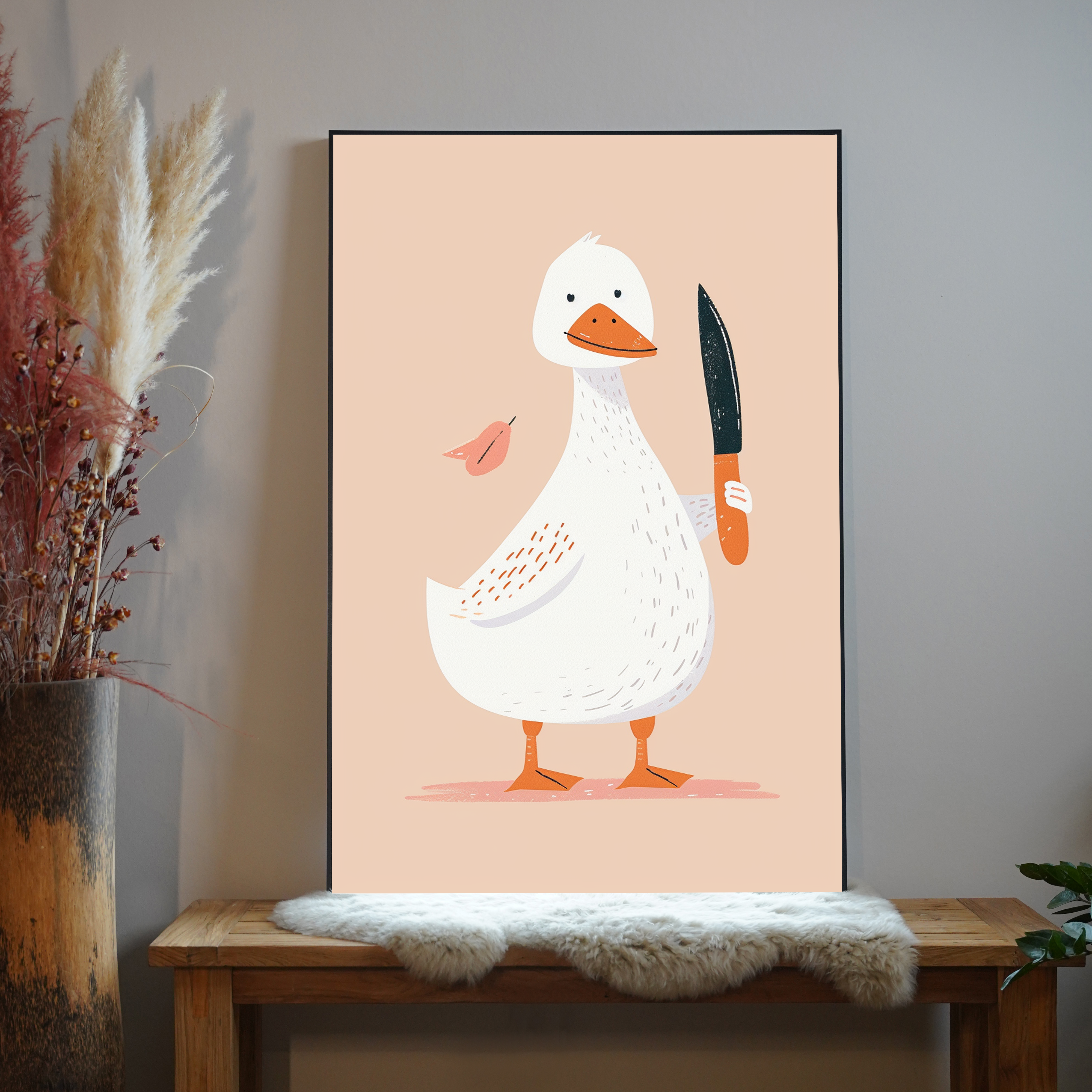 Gans mit Messer 2 | LED Bild