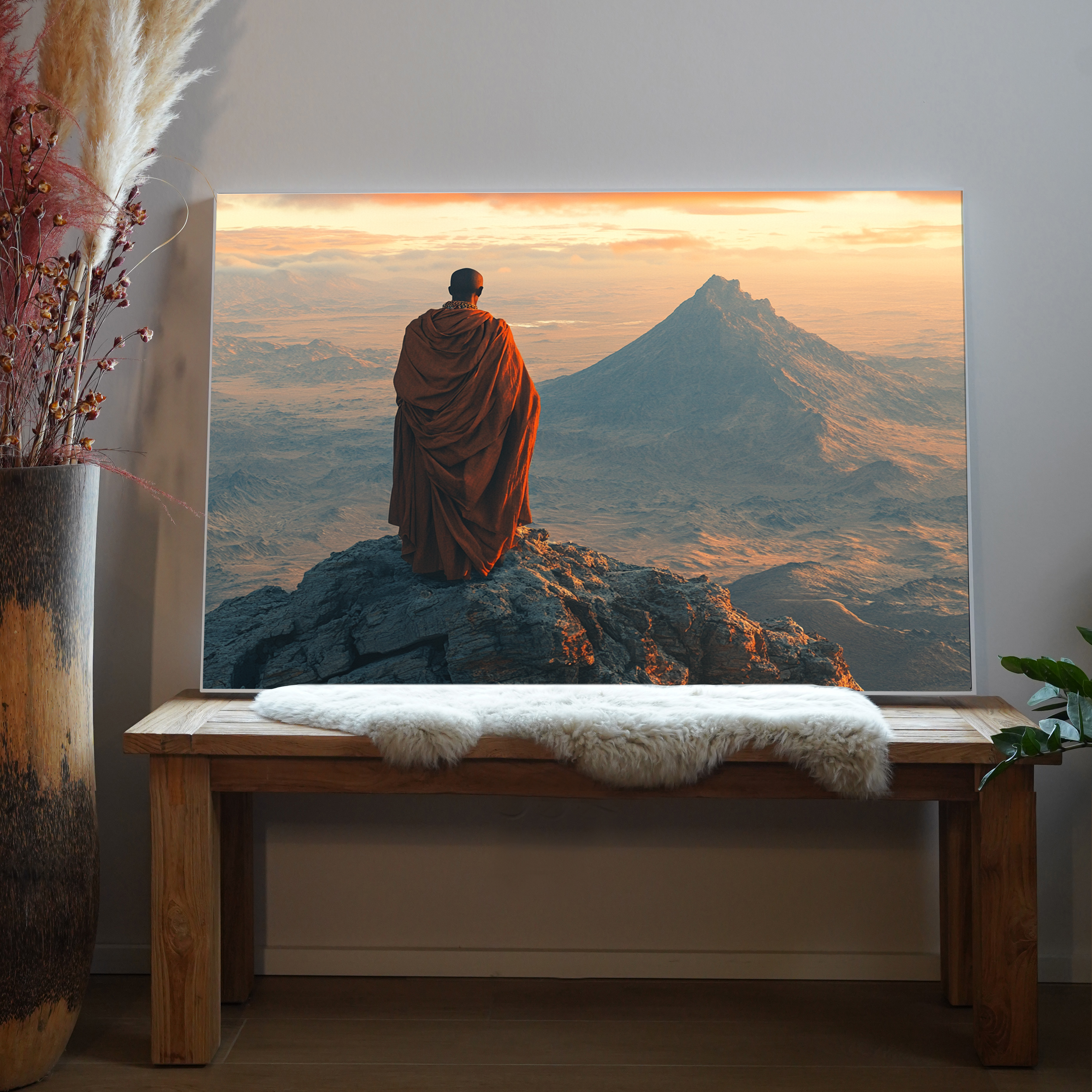 Mönch auf Bergspitze | LED Bild