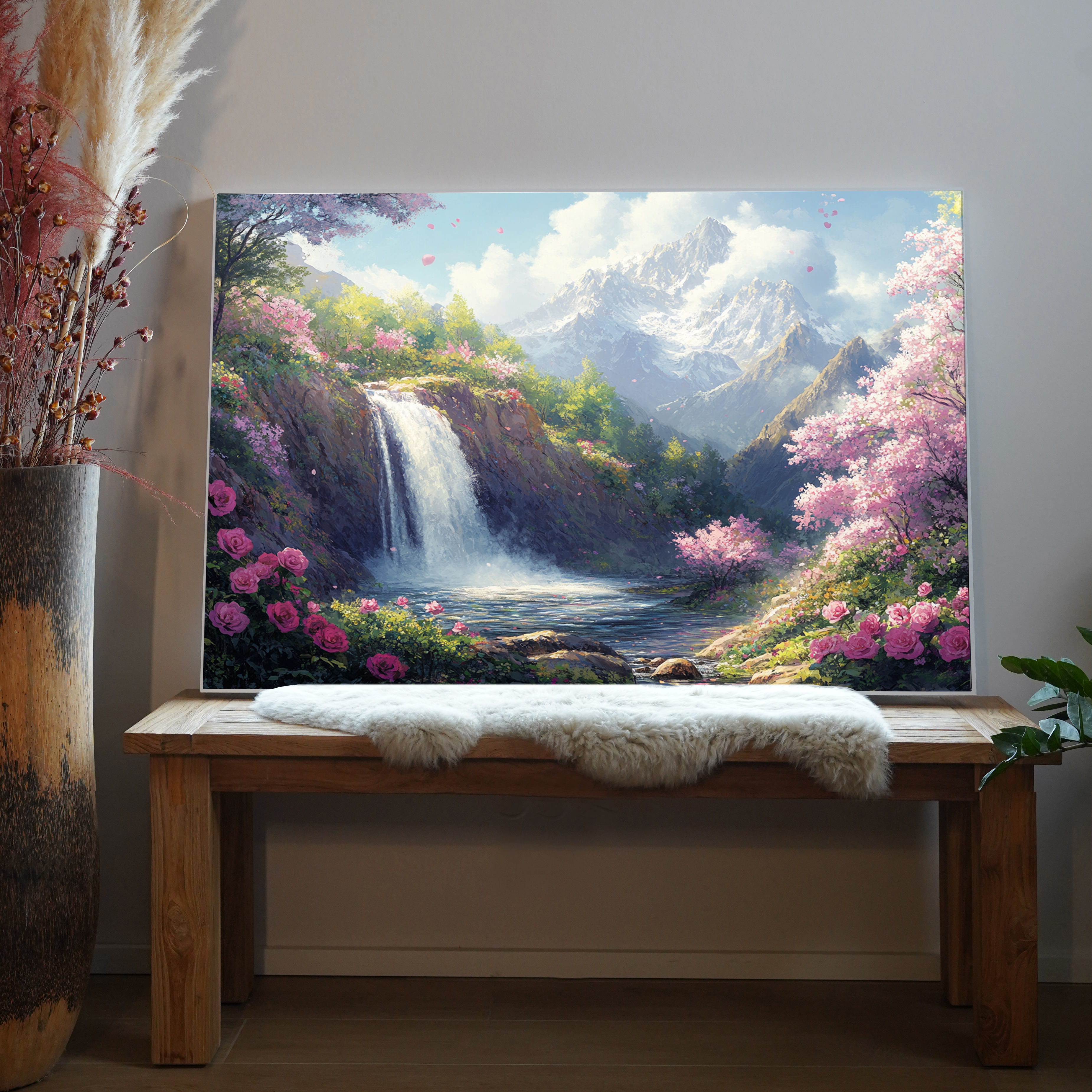 Wasserfall Asien Illustriert 1 | LED Bild