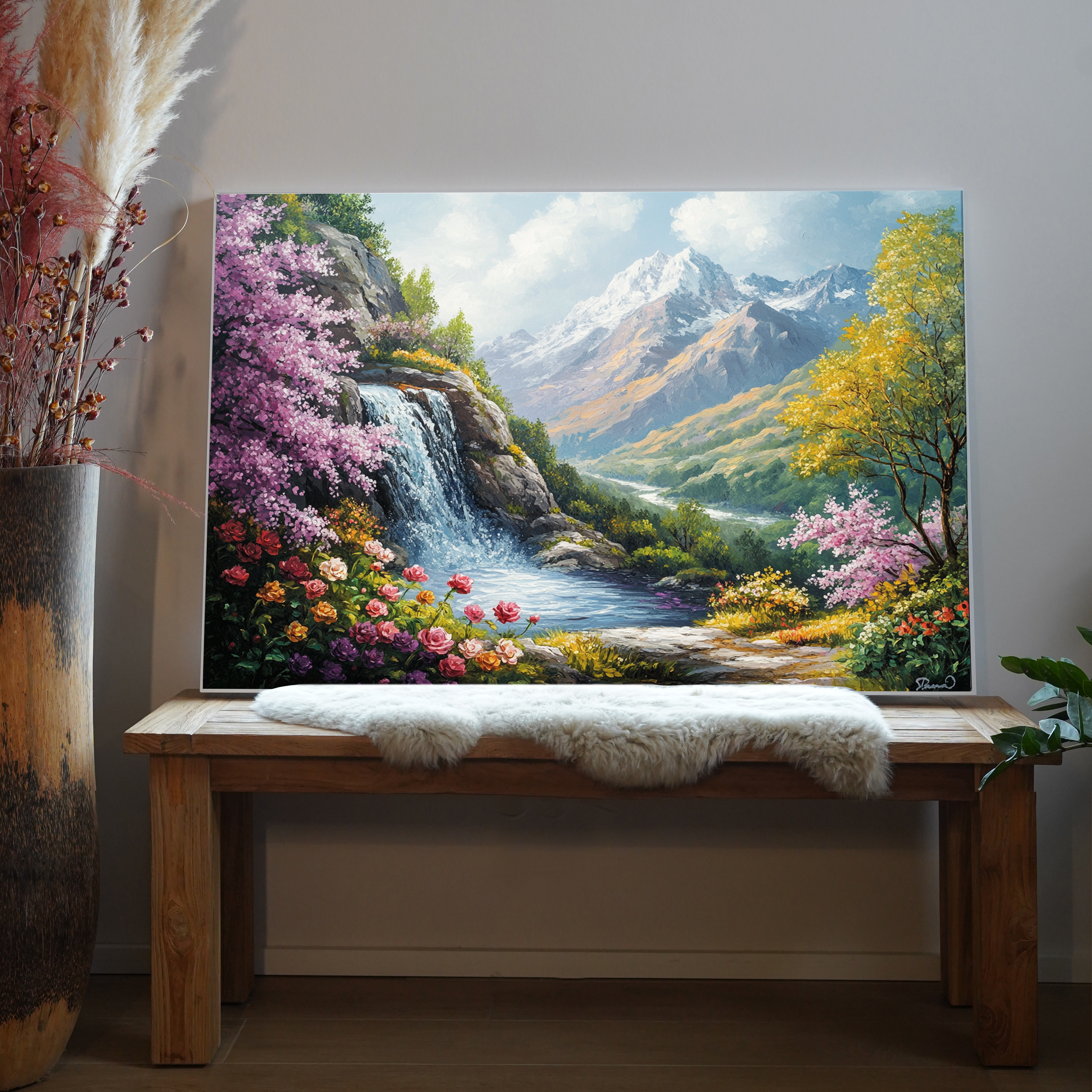 Wasserfall Asien Illustriert 3 | LED Bild