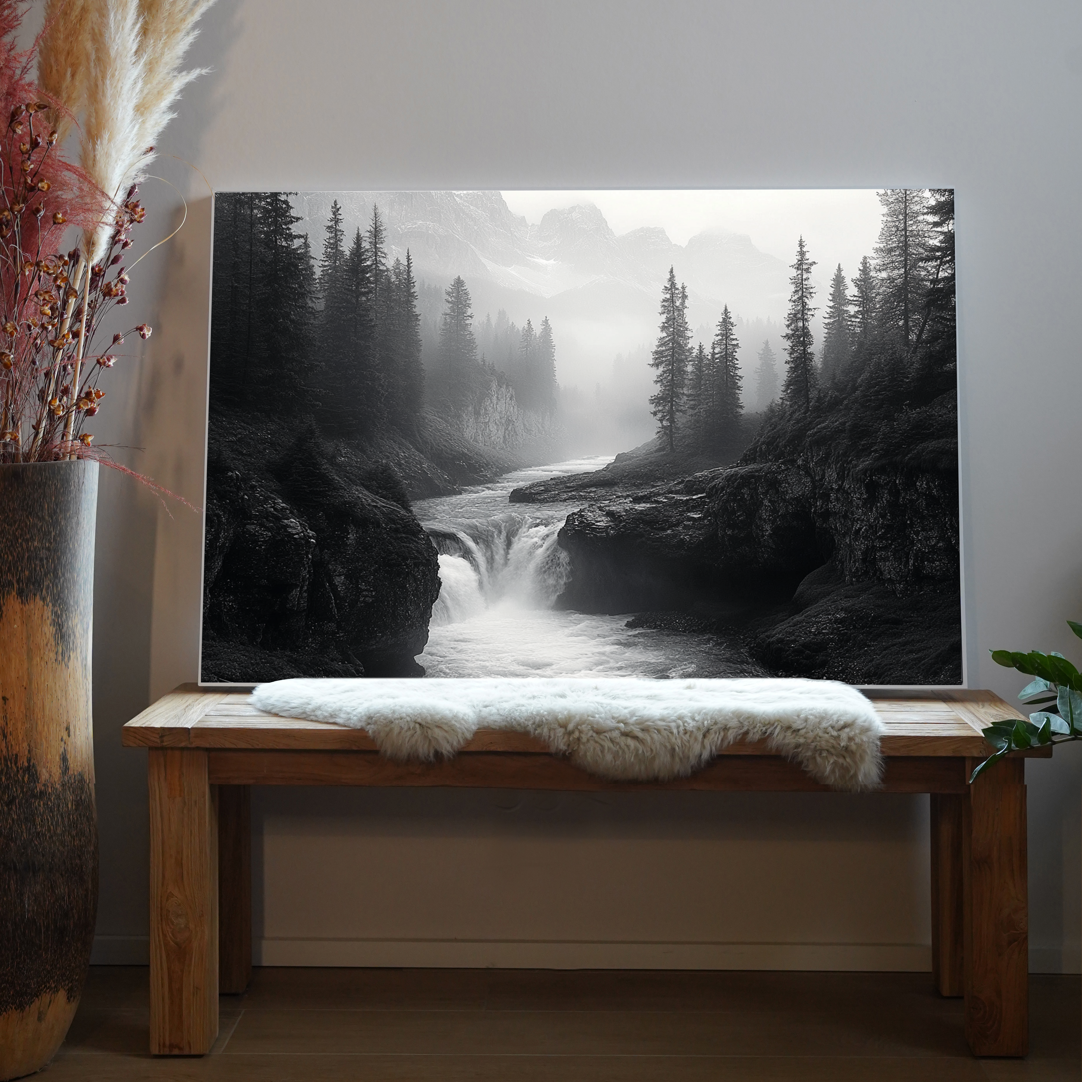 Wasserstrom Schwarz & Weiß 2 | LED Bild