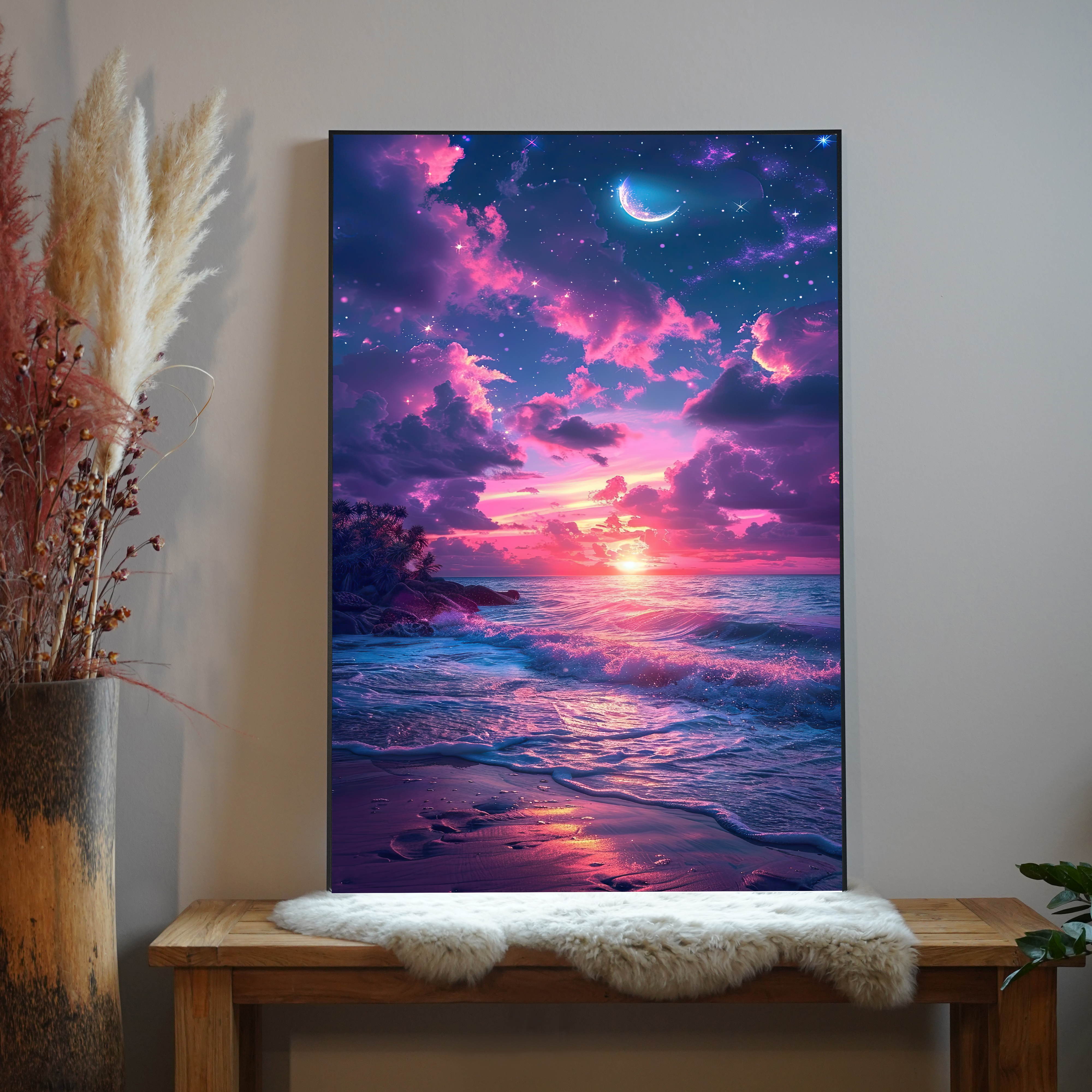 Rosa Sonnenuntergang Strand 2 | LED Bild