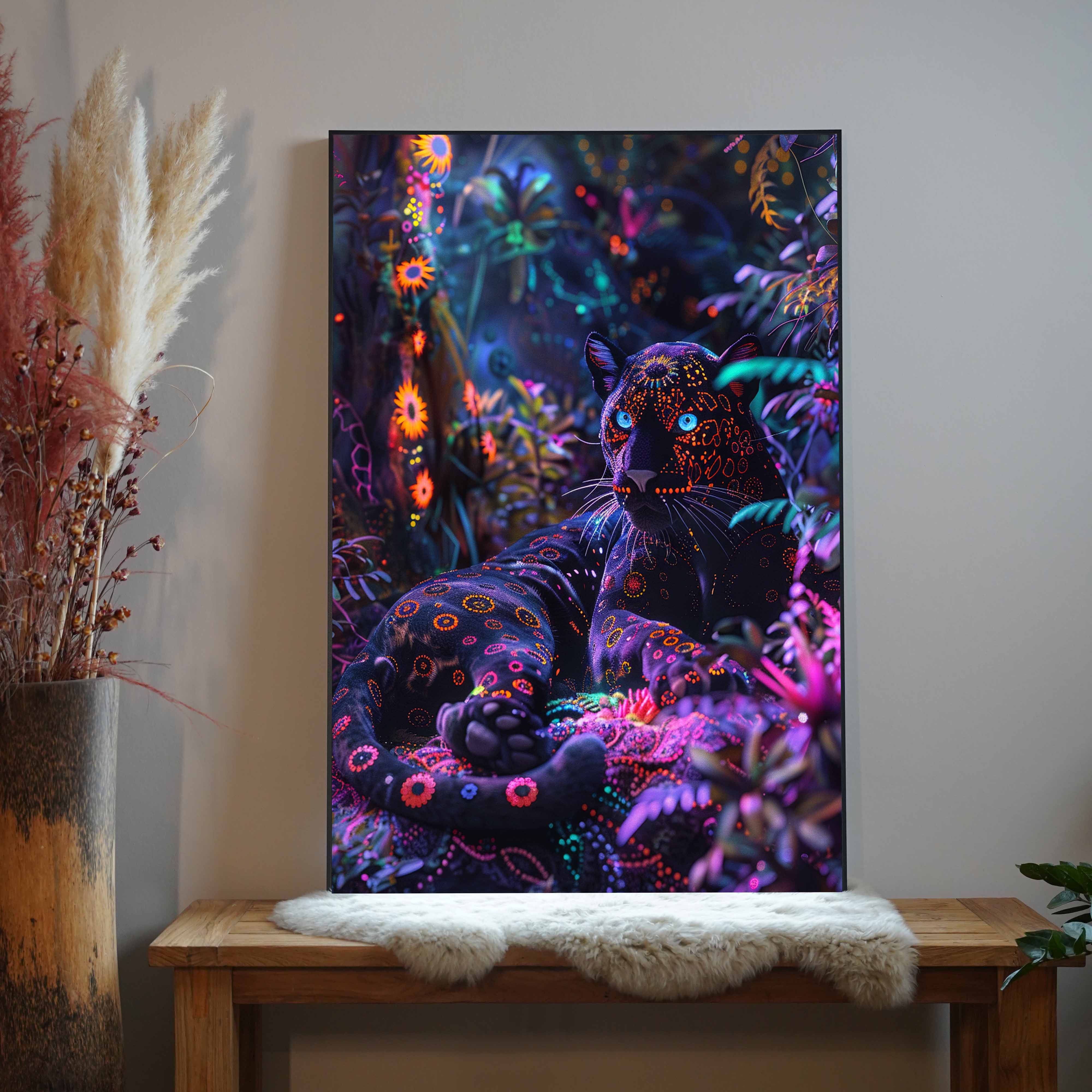 Neon Panther Dschungel | LED Bild