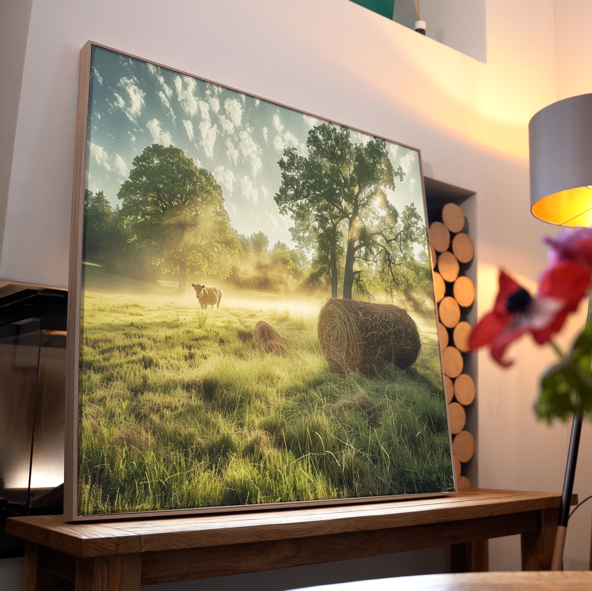 Heu Wiese Nebelig | LED Bild