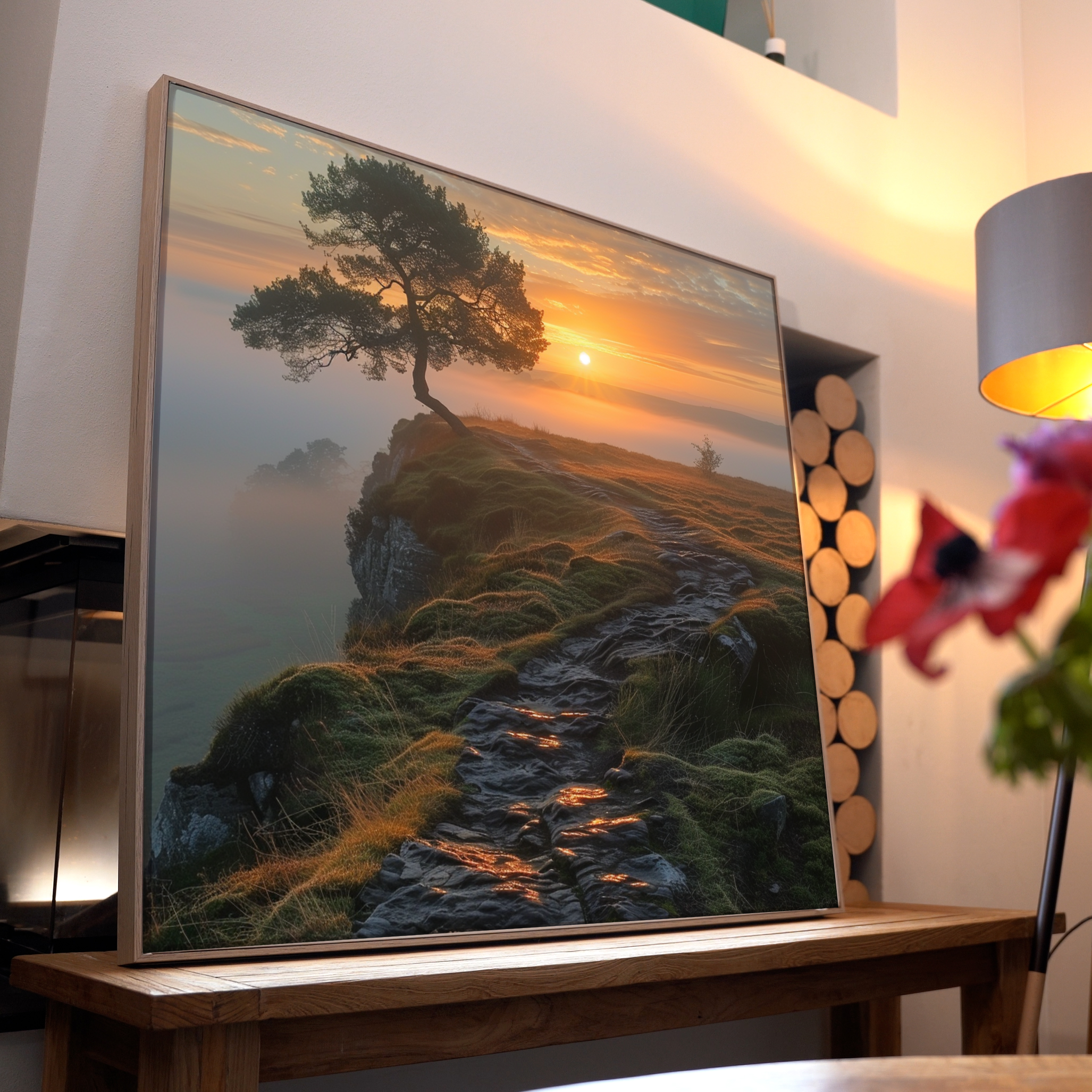 Baum an Klippe Nebelig | LED Bild