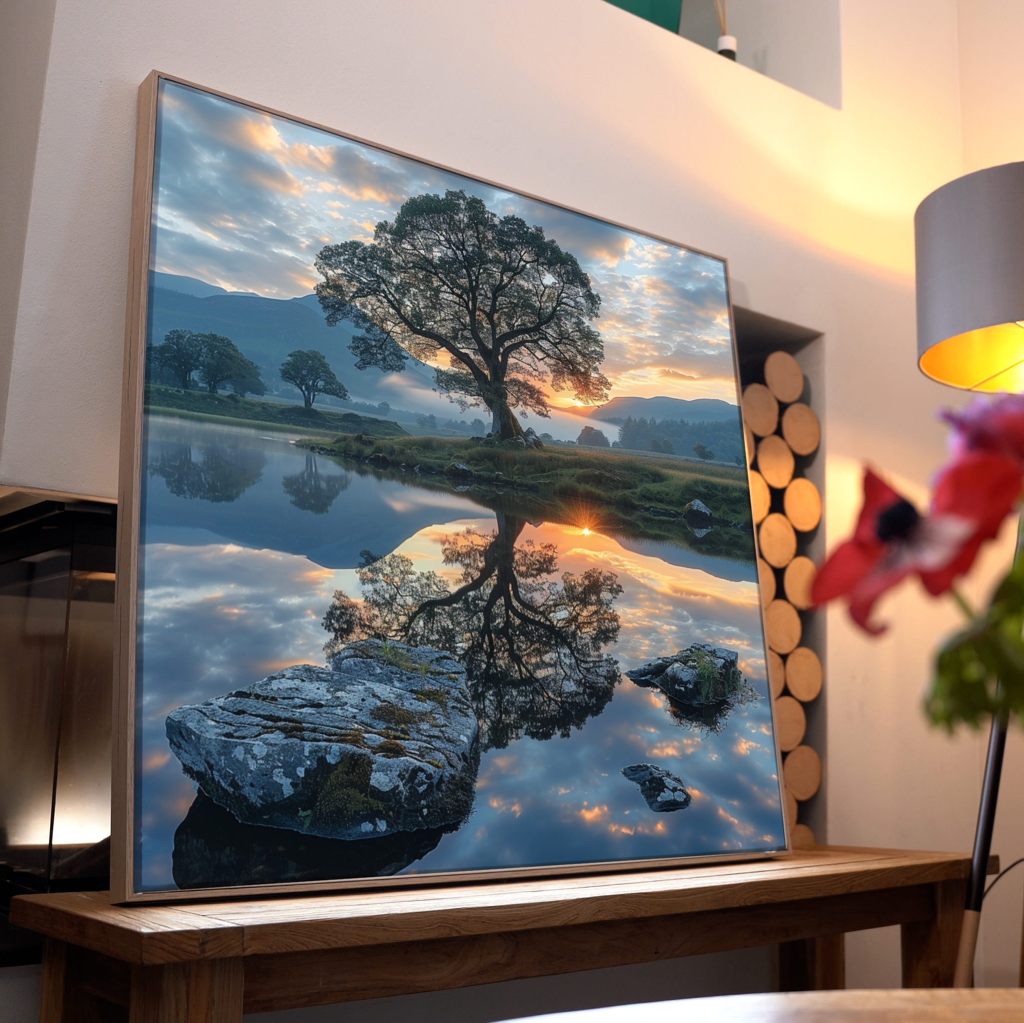 Baum Spiegelung See | LED Bild