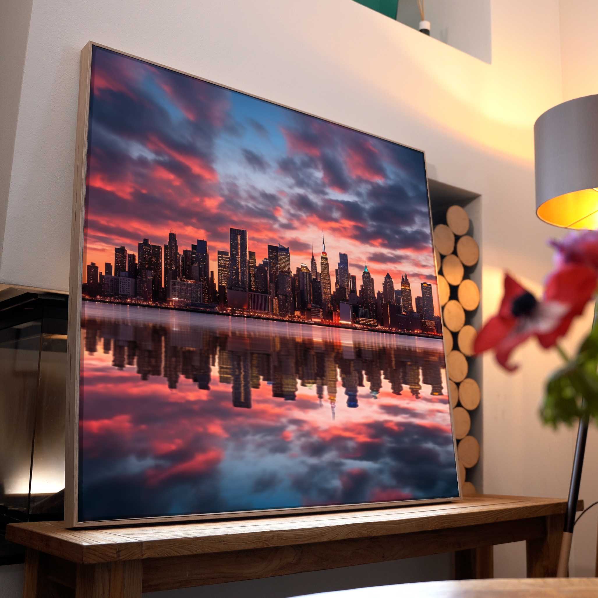 Skyline mit Spiegelung im See | LED Bild