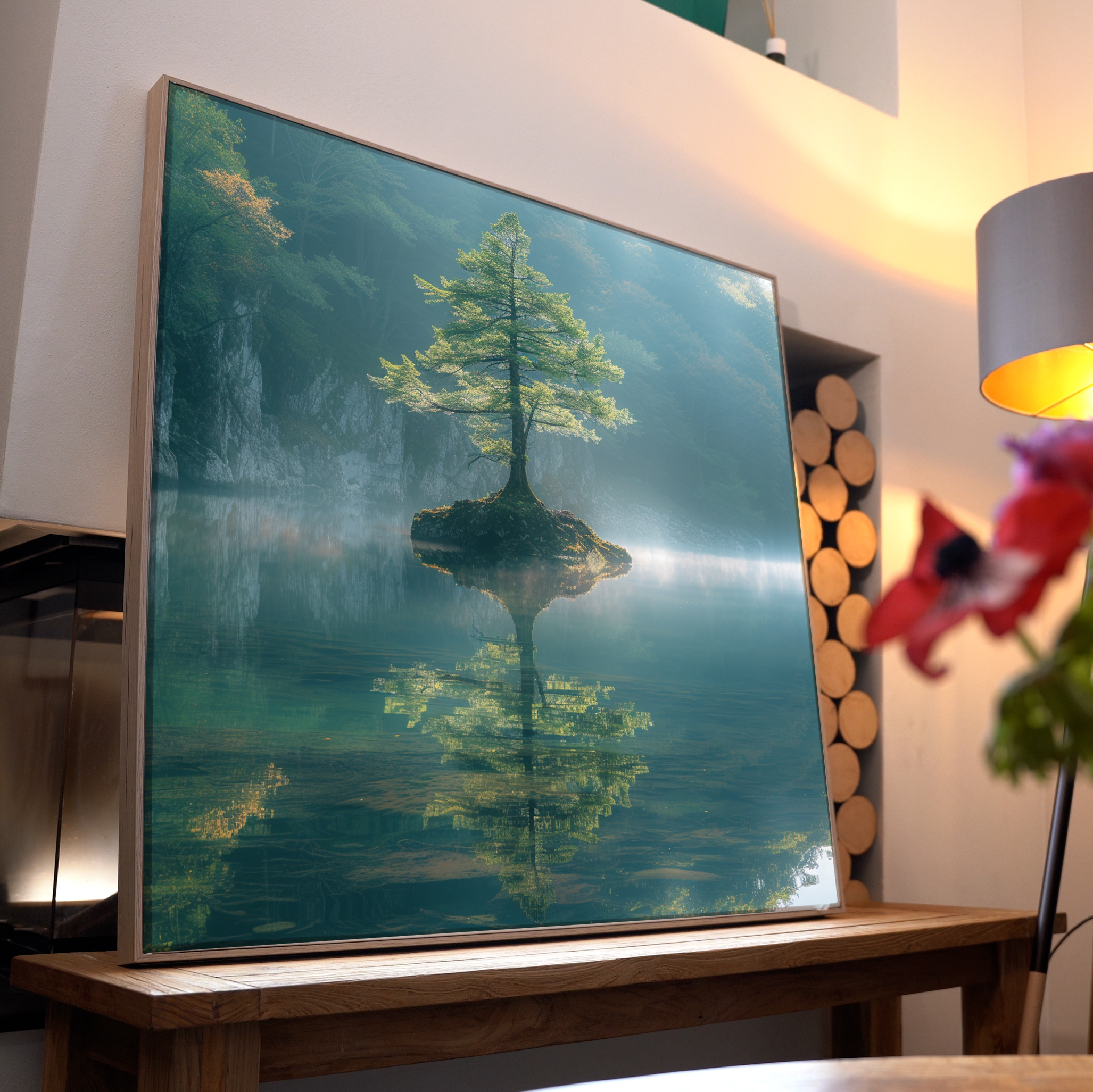 Baum auf Insel Spiegelung 1 | LED Bild