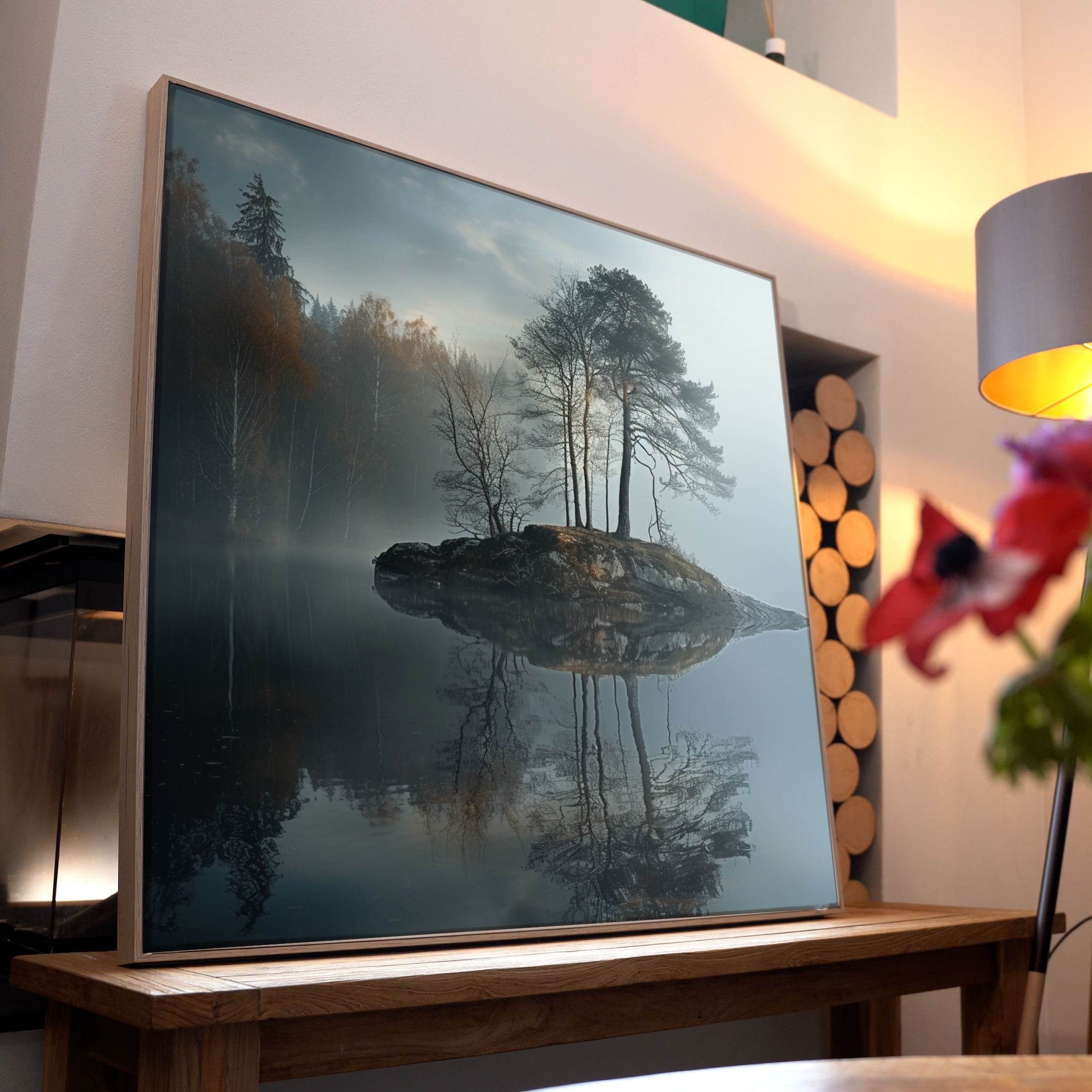 Baum auf Insel Spiegelung 2 | LED Bild