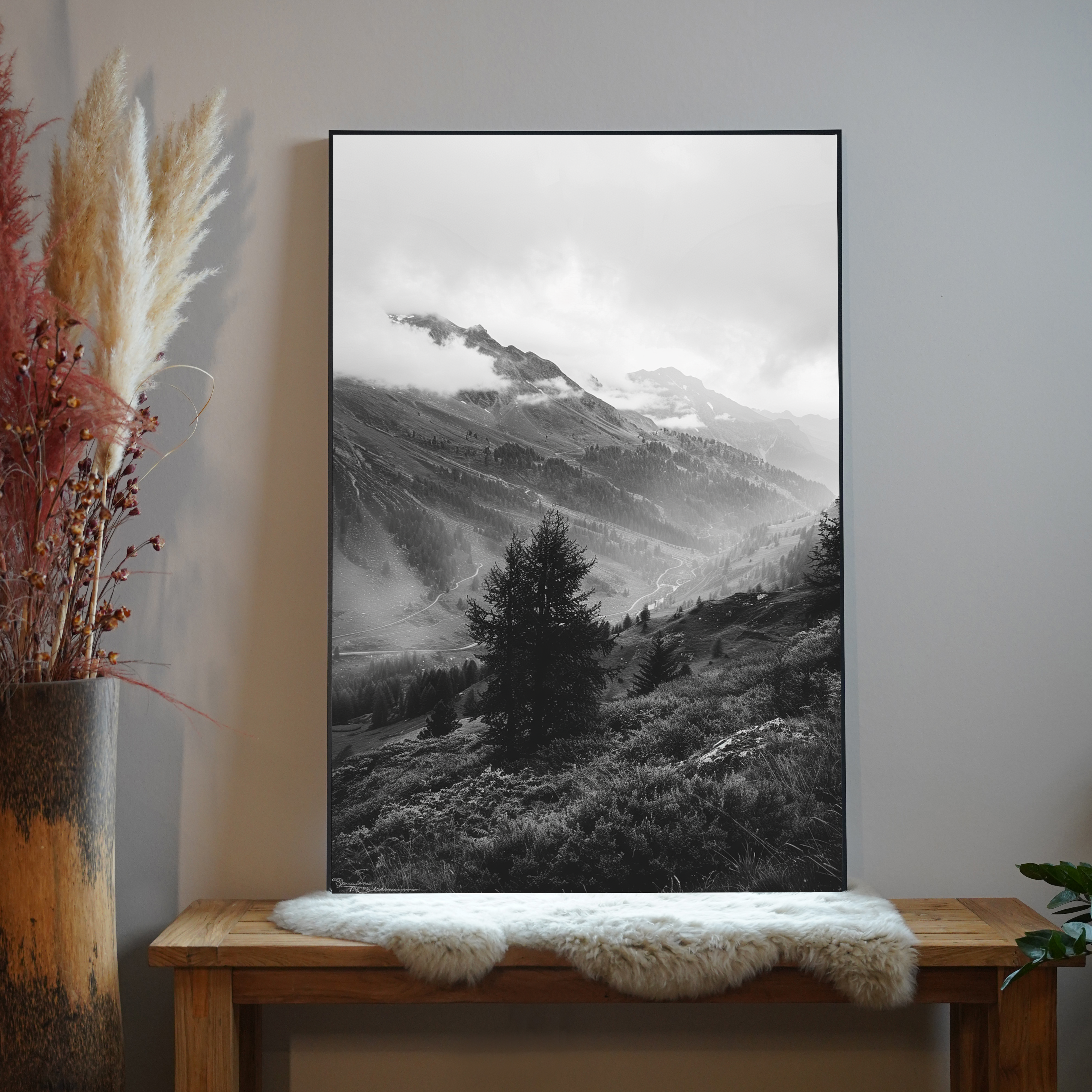 Hügel Landschaft Schwarz & Weiß | LED Bild