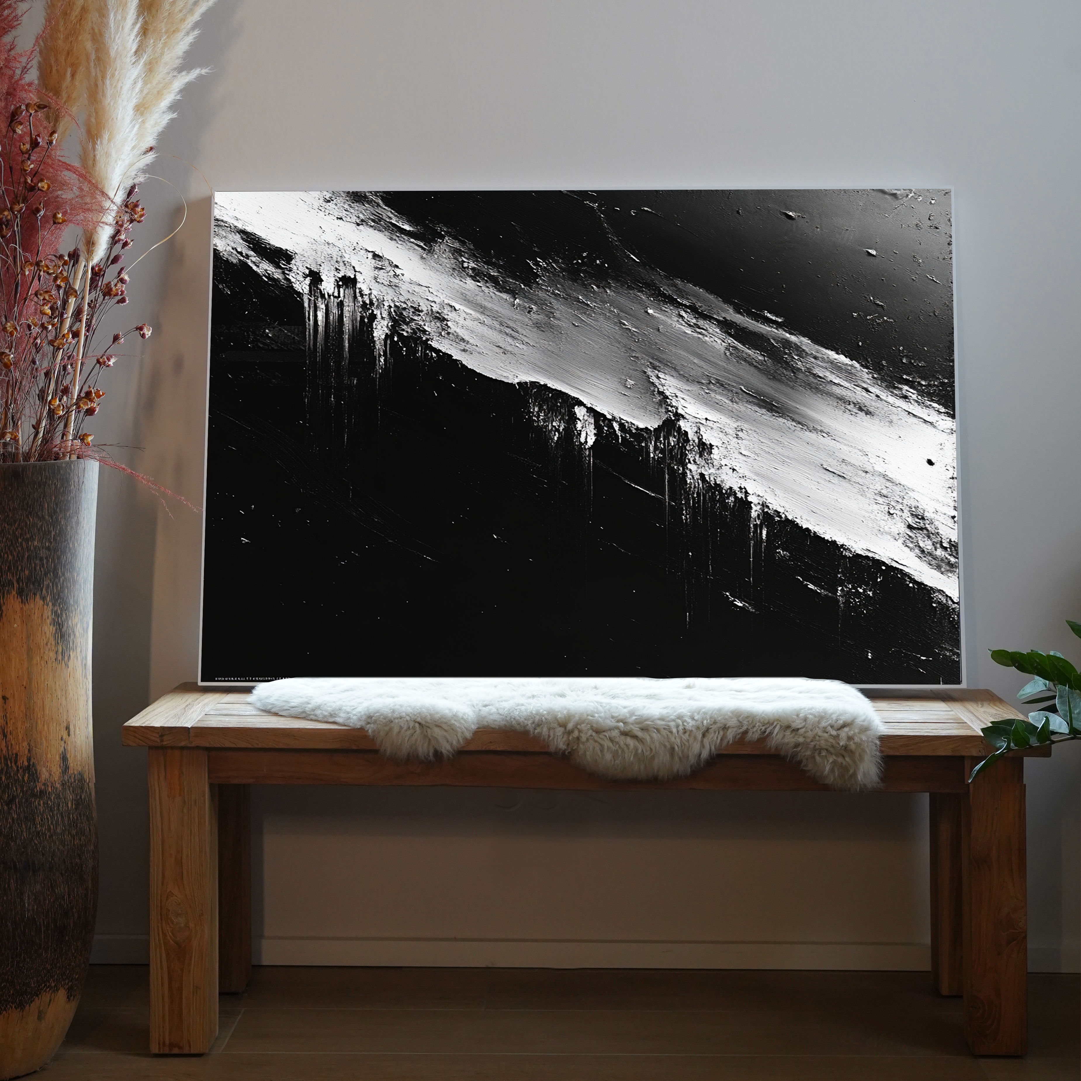 Pinselstriche Schwarz & Weiß 3 | LED Bild