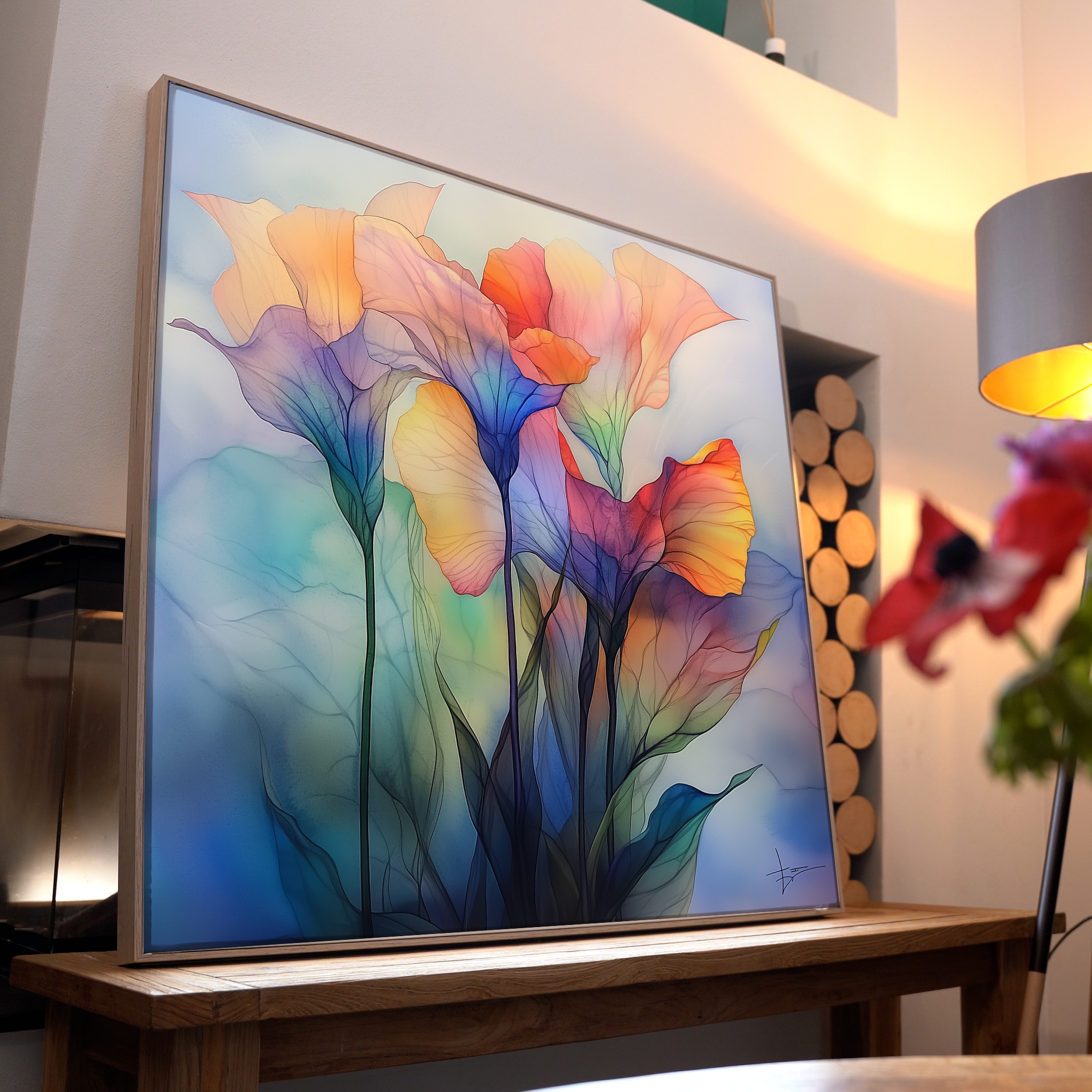 Abstrakte Blumen Bunt | LED Bild