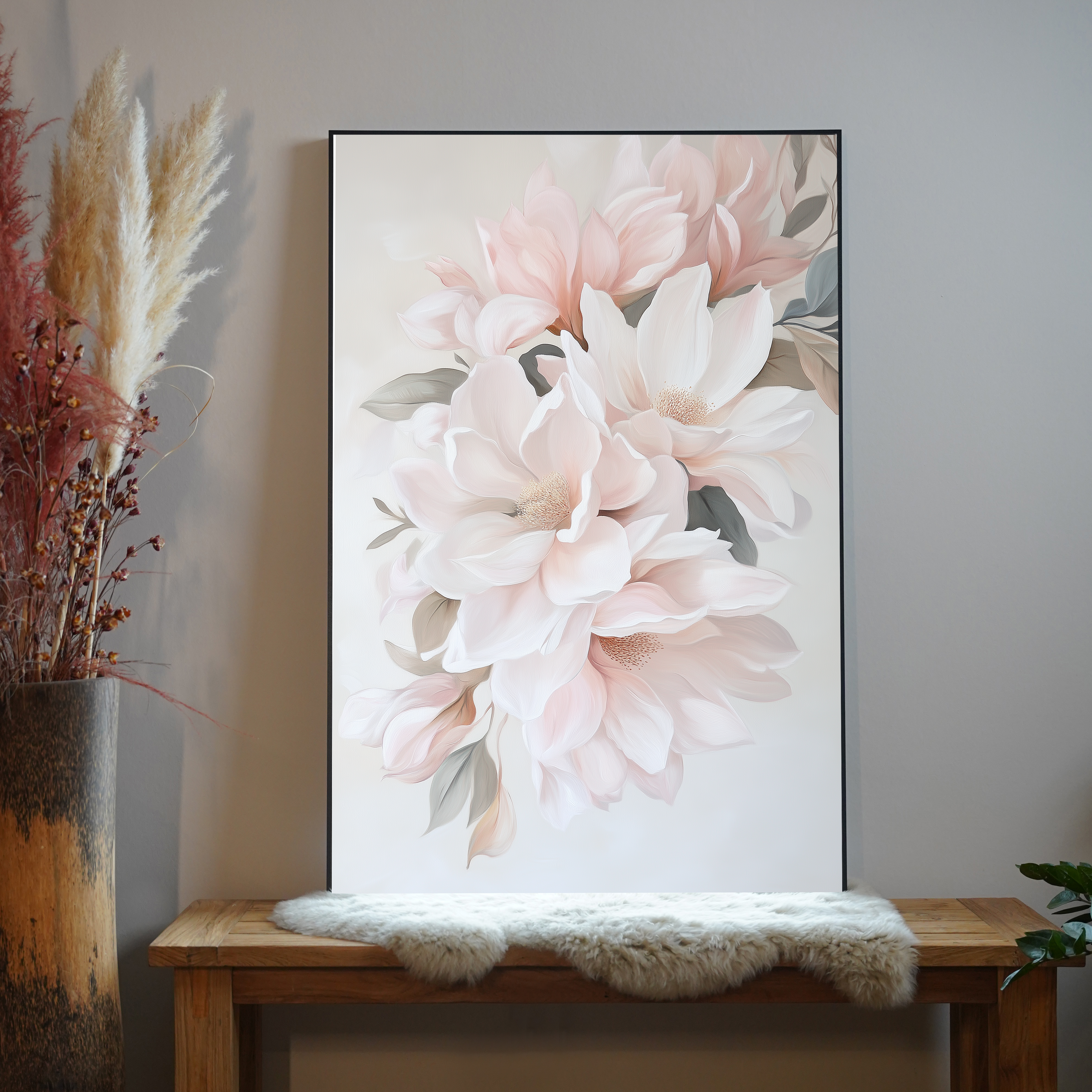 Weiße Blumen Illustriert | LED Bild