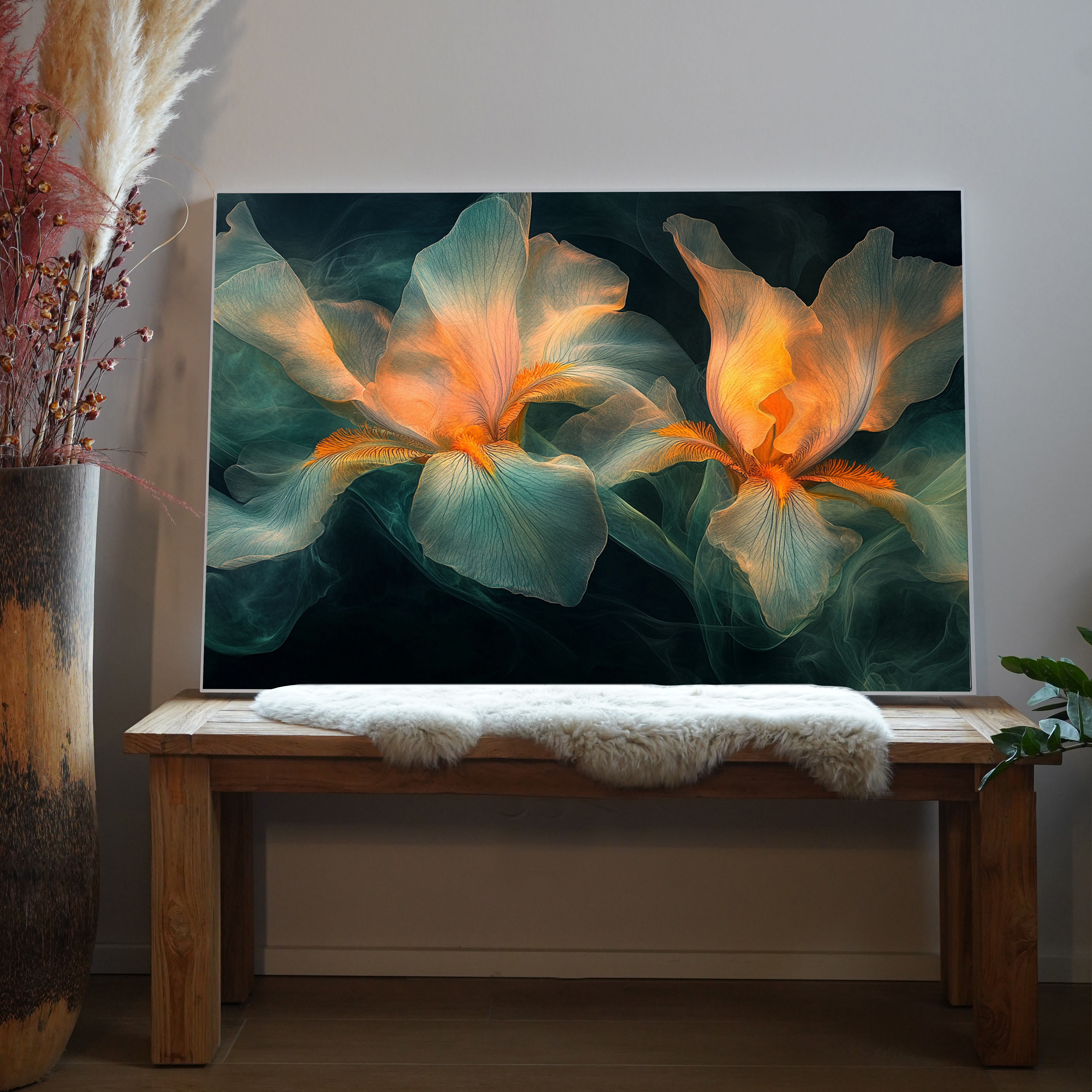 Mystische Blumen Orange 2 | LED Bild