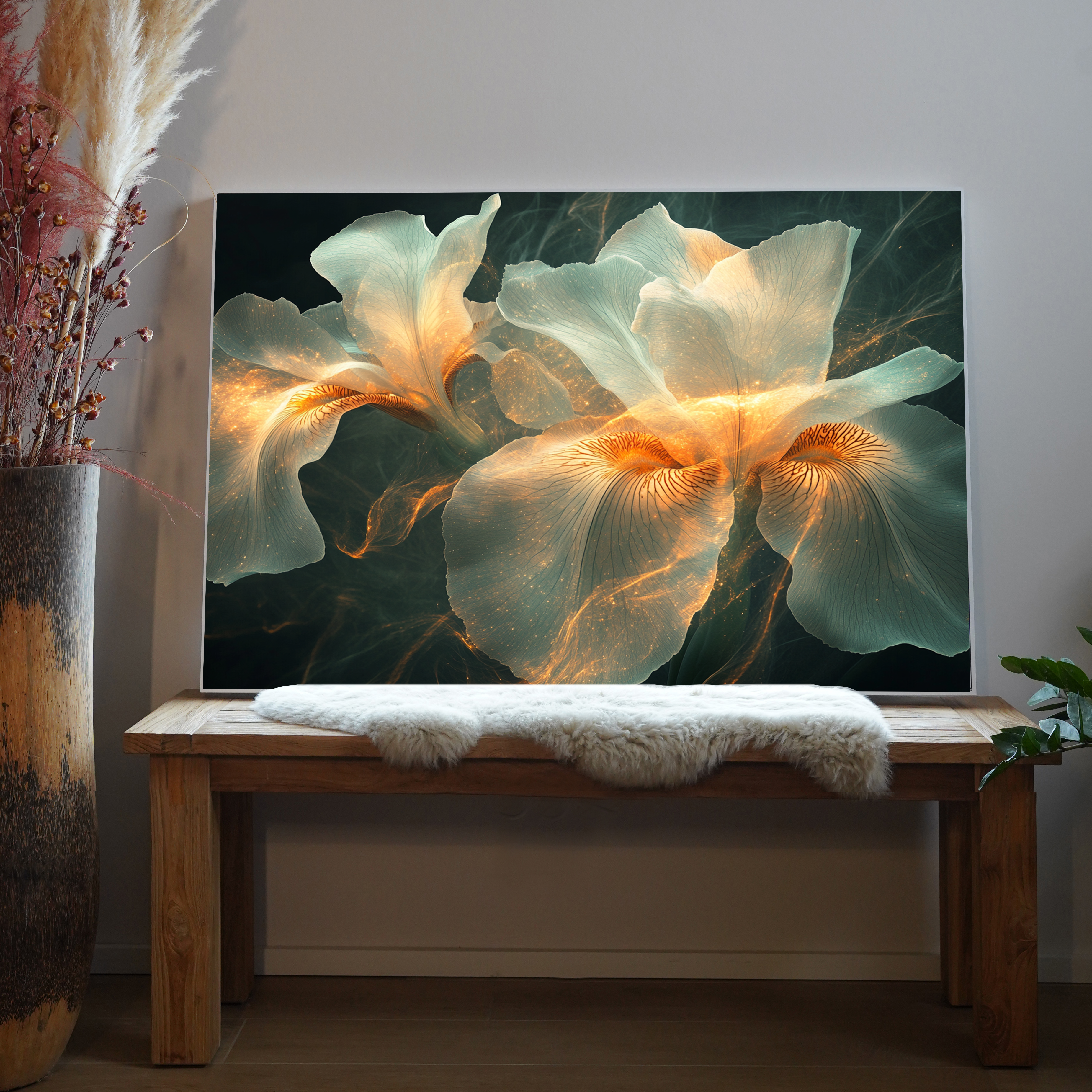 Mystische Blumen Orange 3 | LED Bild
