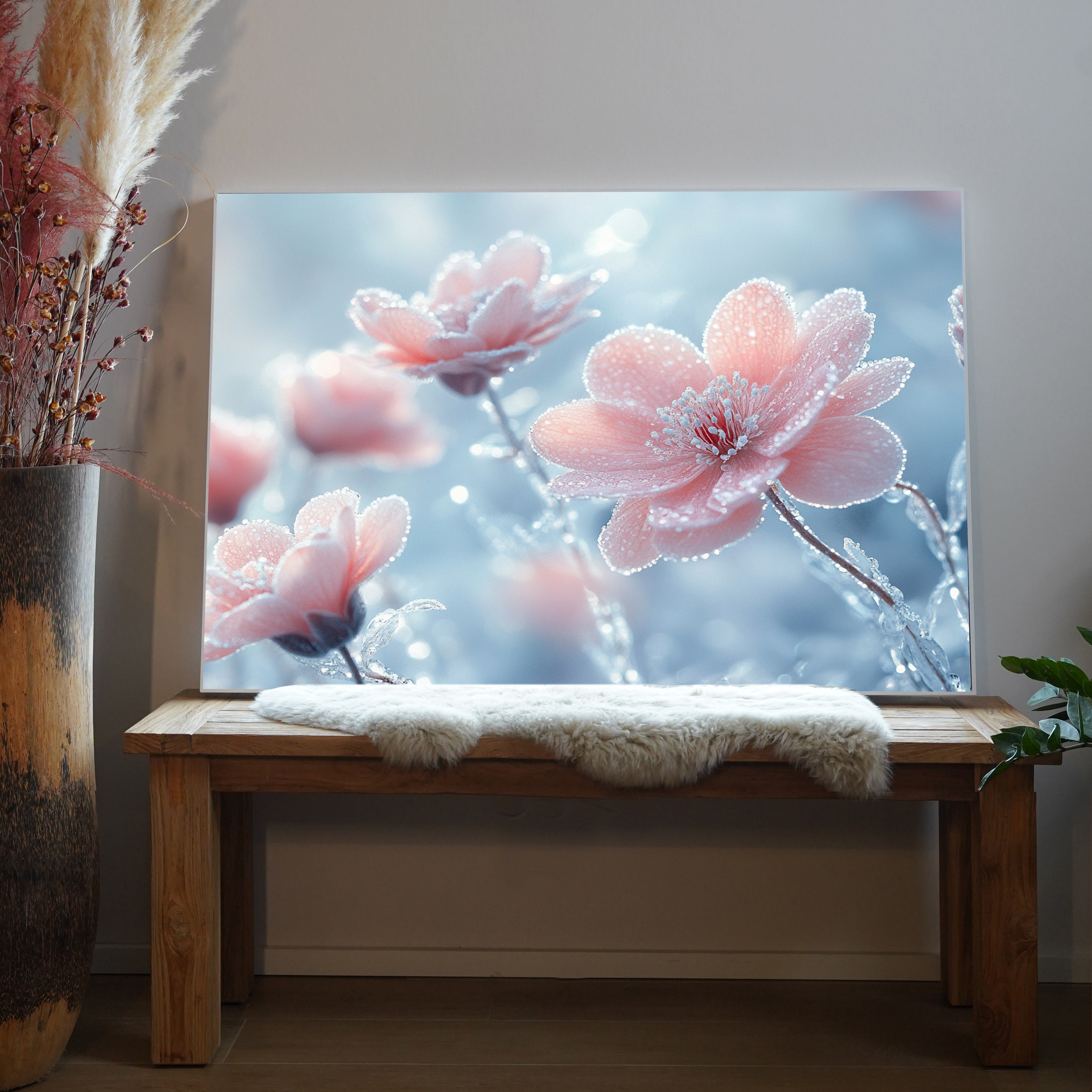 Pinke Blumen mit Tau 1 | LED Bild