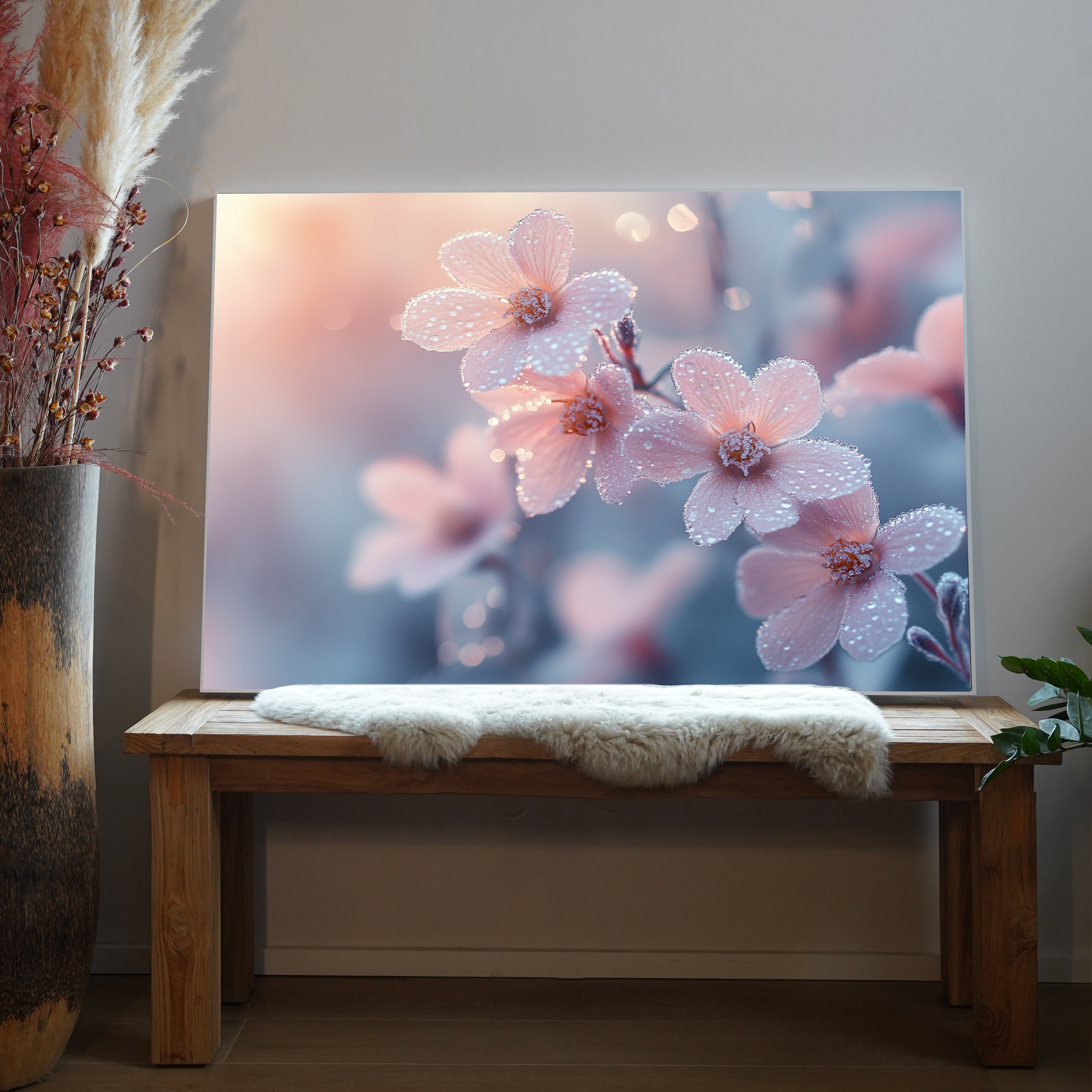 Pinke Blumen mit Tau 3 | LED Bild