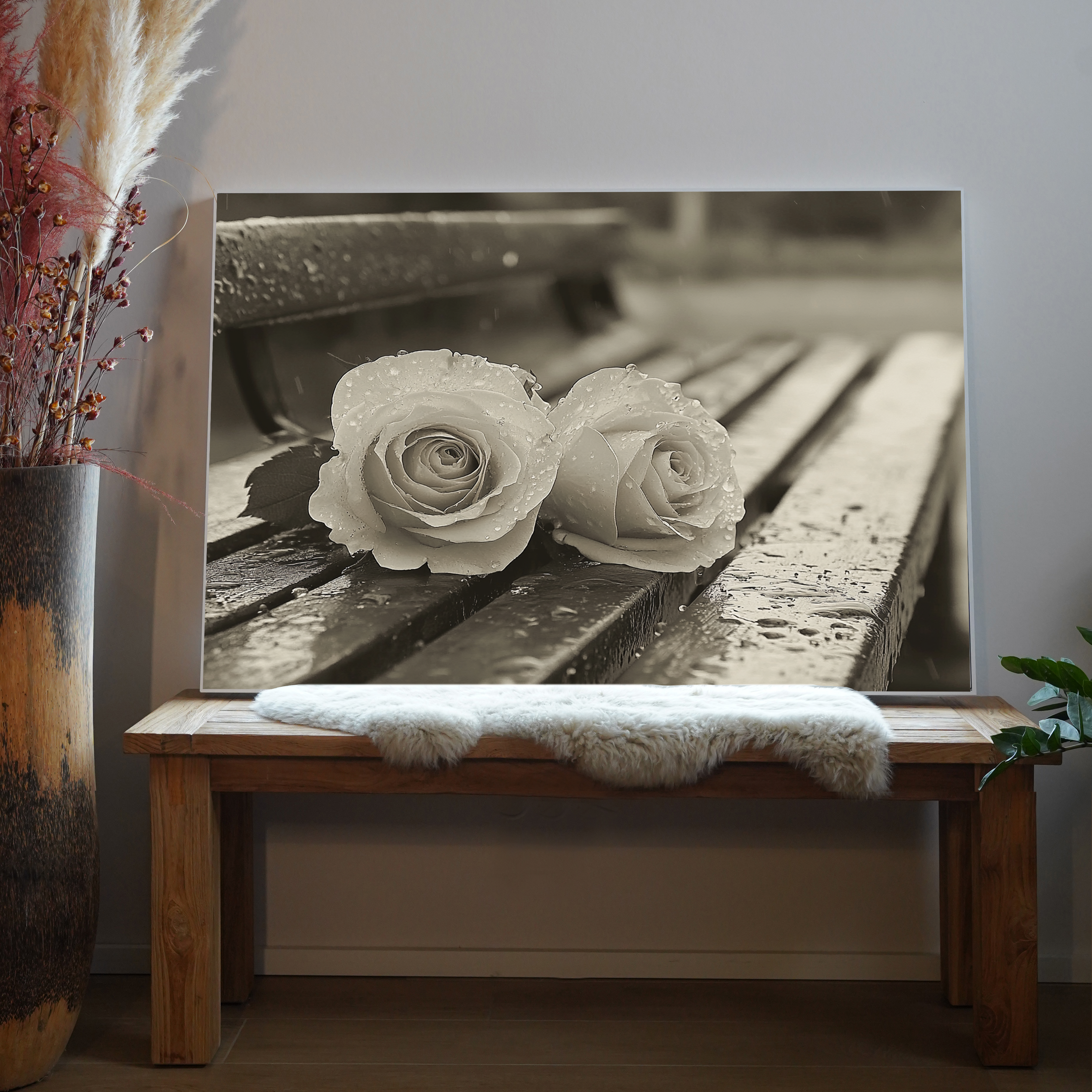 Pinke Rosen Parkbank 2 | LED Bild