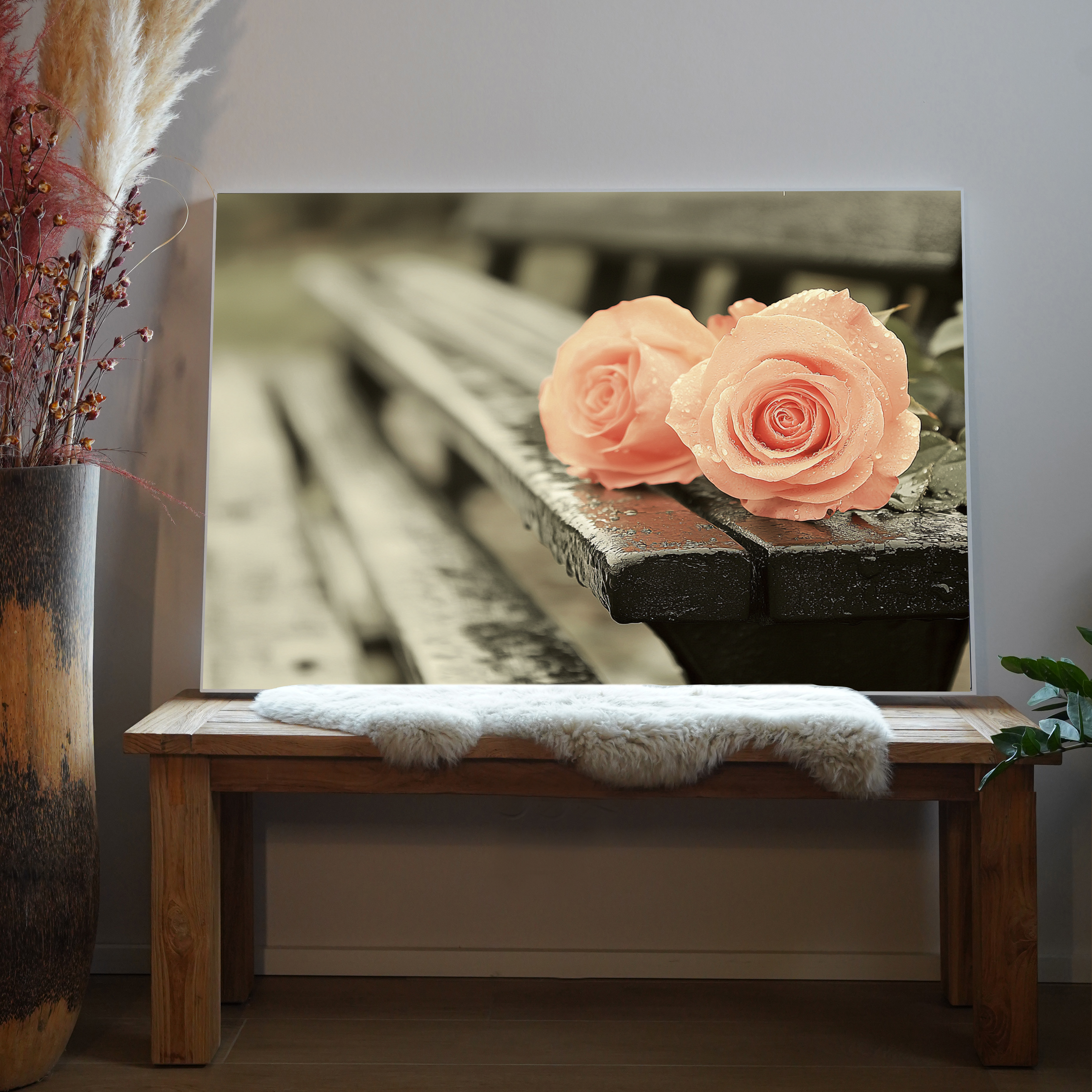 Pinke Rosen Parkbank 3 | LED Bild