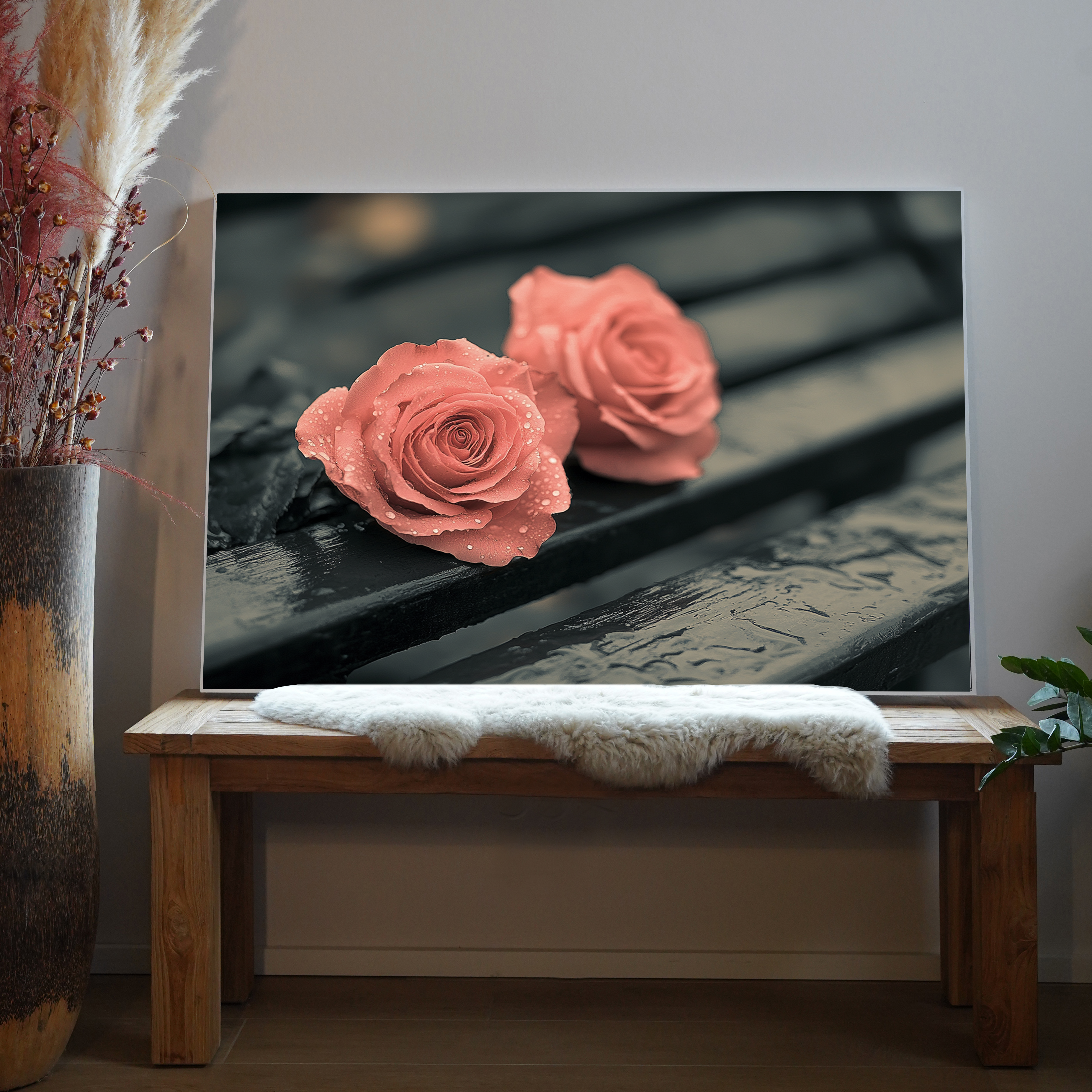Pinke Rosen Parkbank 4 | LED Bild