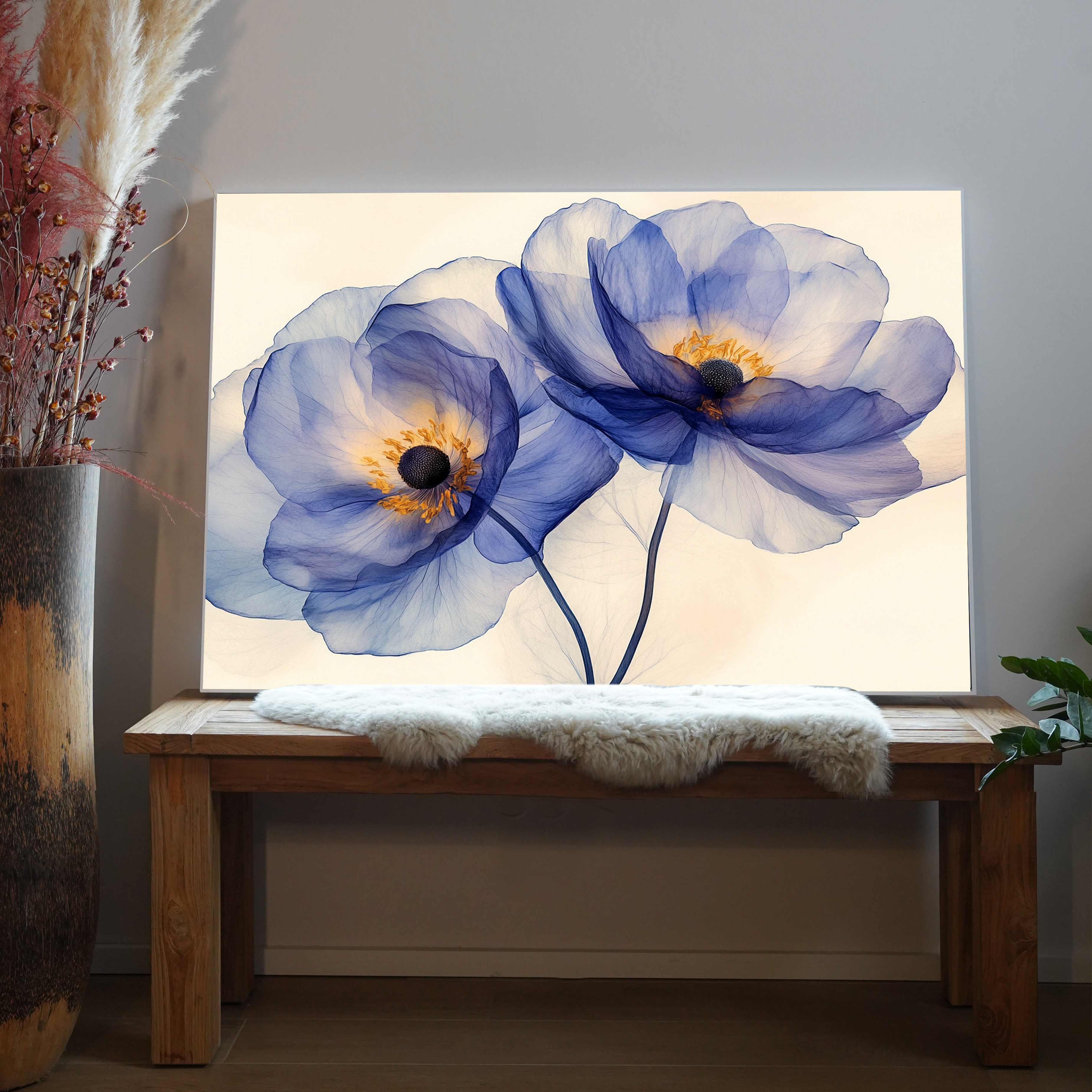 Abstrakte Blumen Lila Illustriert 4 | LED Bild