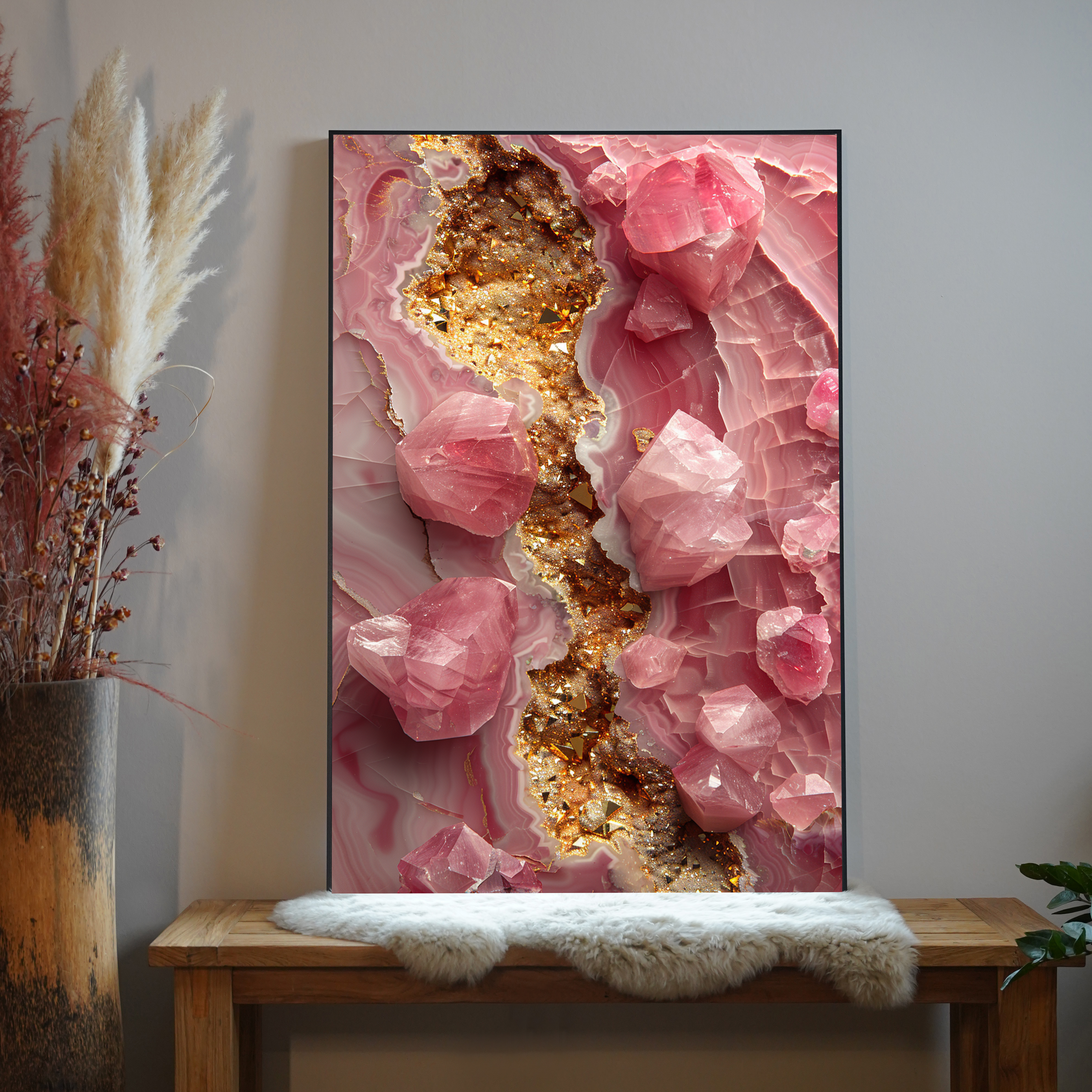 Rosa Kristalle mit Goldader 1 | LED Bild