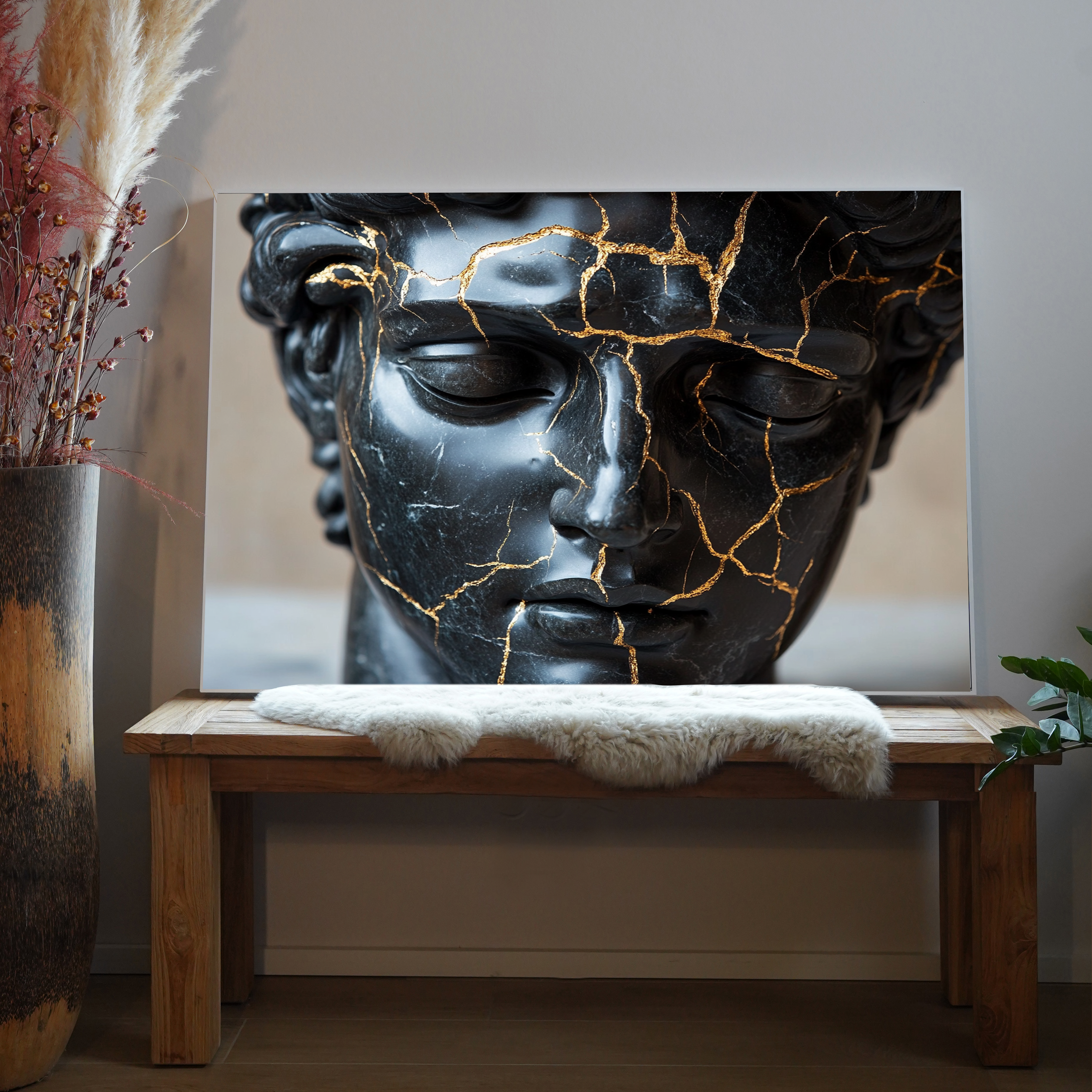 Skulptur mit Goldenen Adern 1 | LED Bild