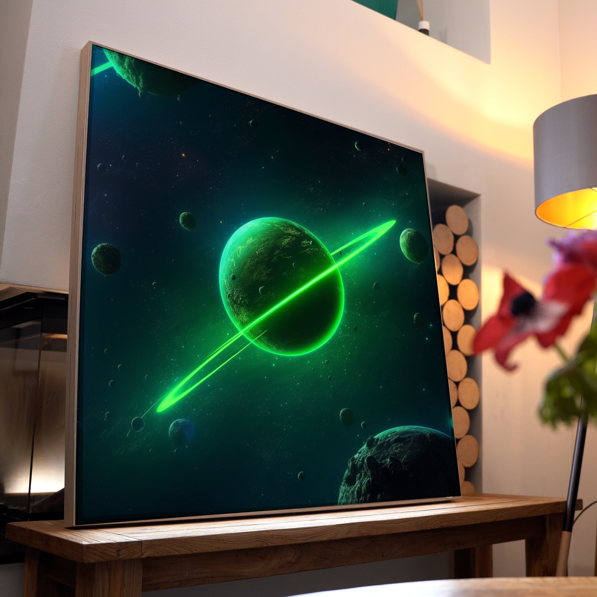 Neon Planet Grün | LED Bild