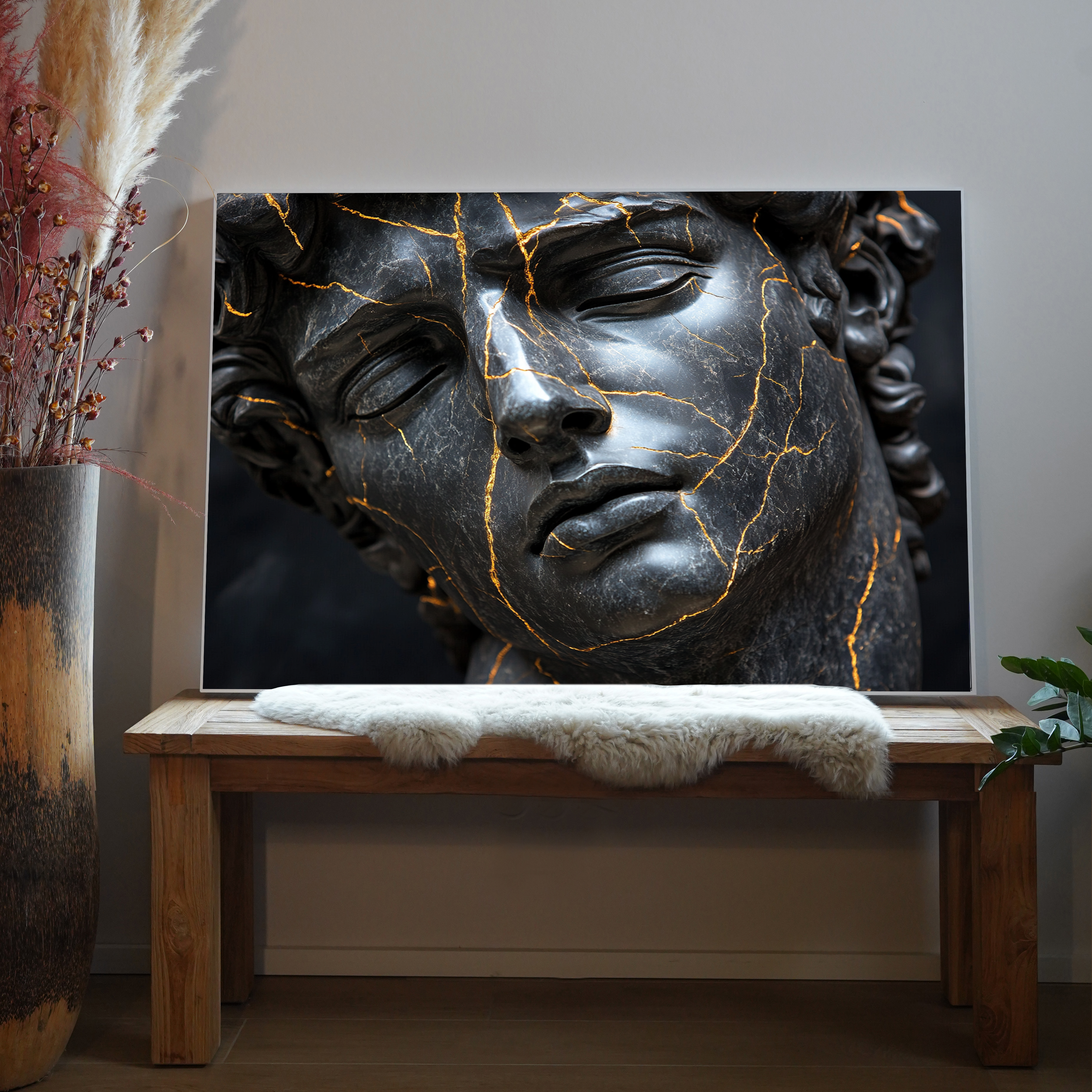 Skulptur mit Goldenen Adern 2 | LED Bild