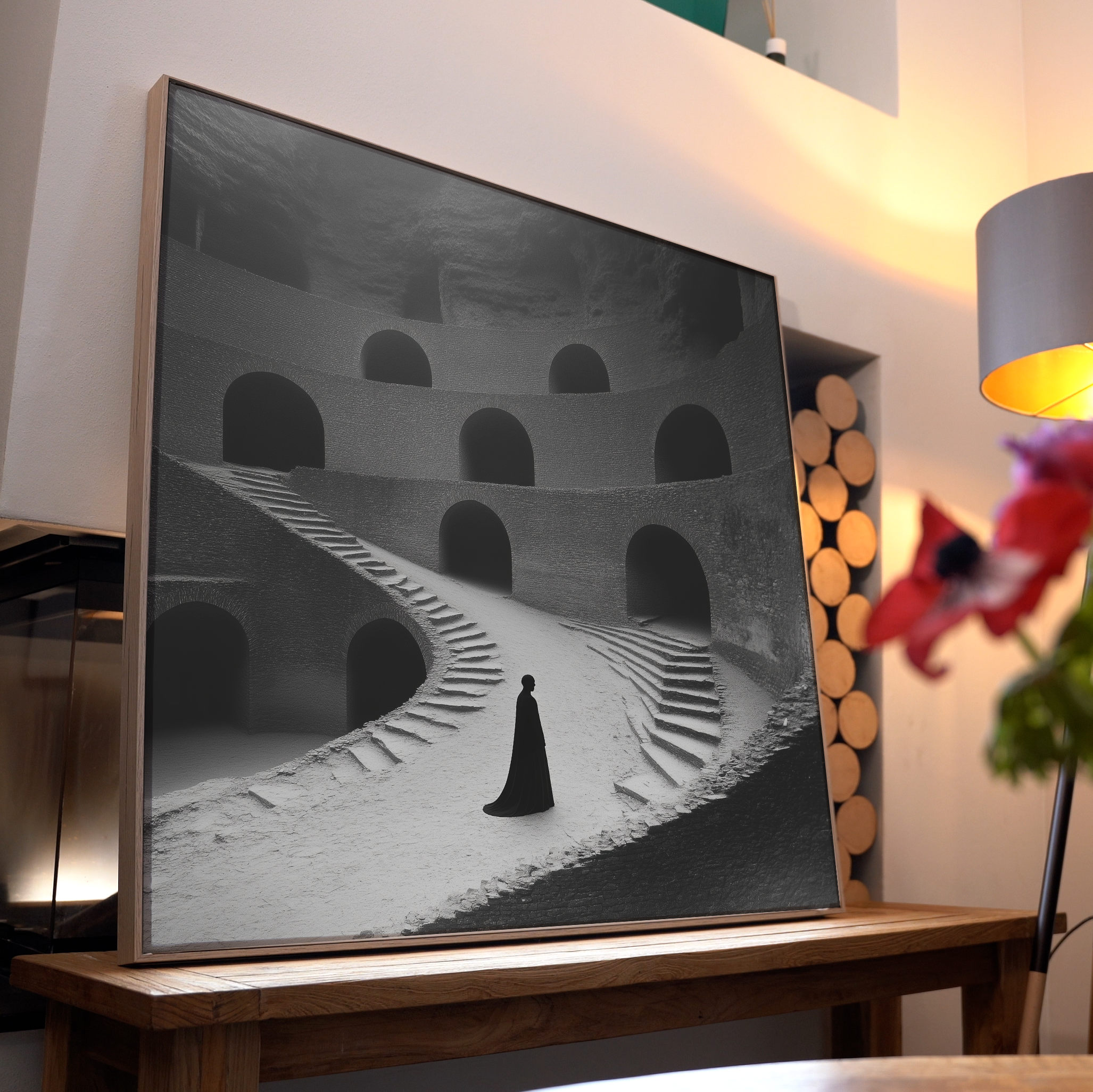 Verborgene Gänge Schwarz & Weiß | LED Bild