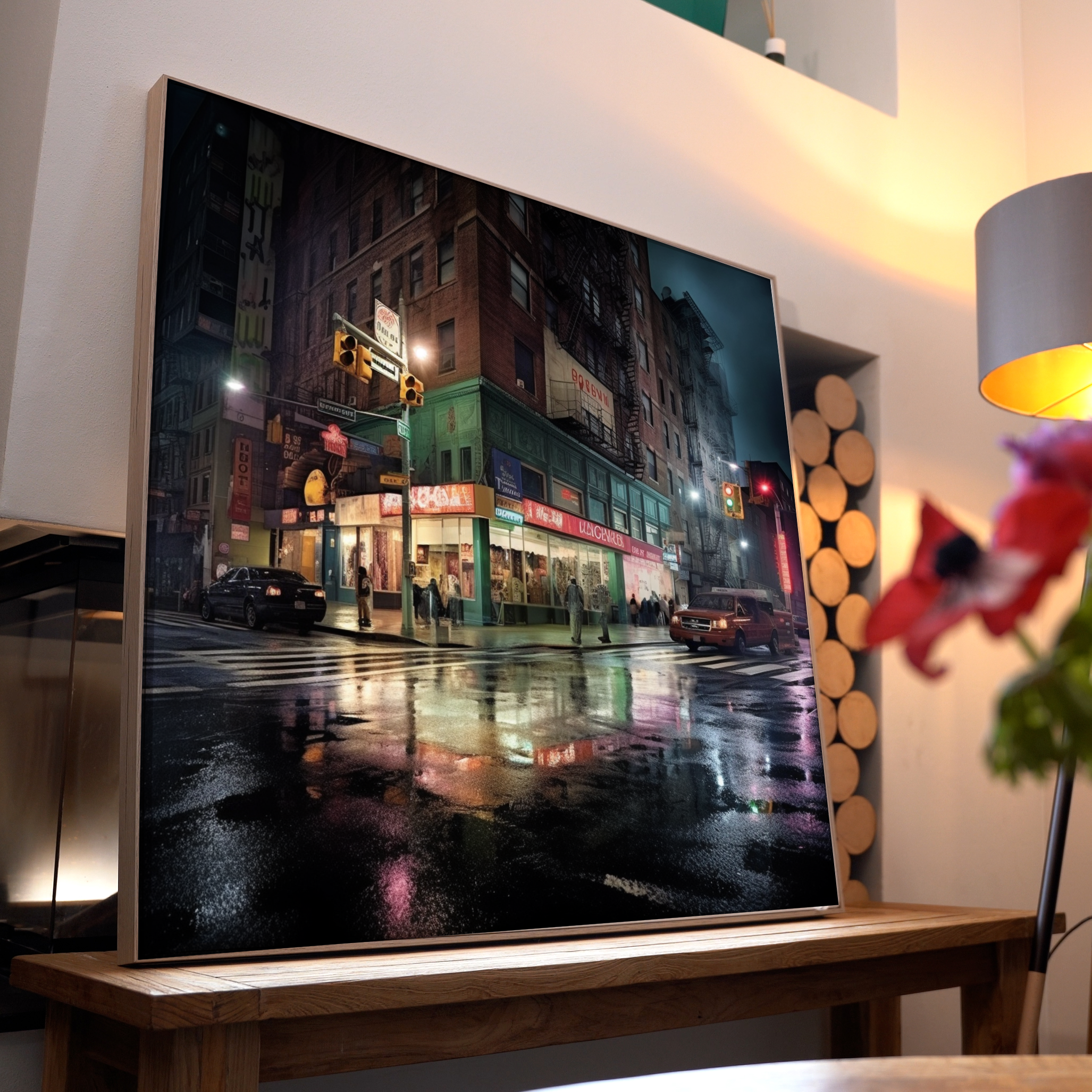 Kiosk an der Ecke Nachts | LED Bild