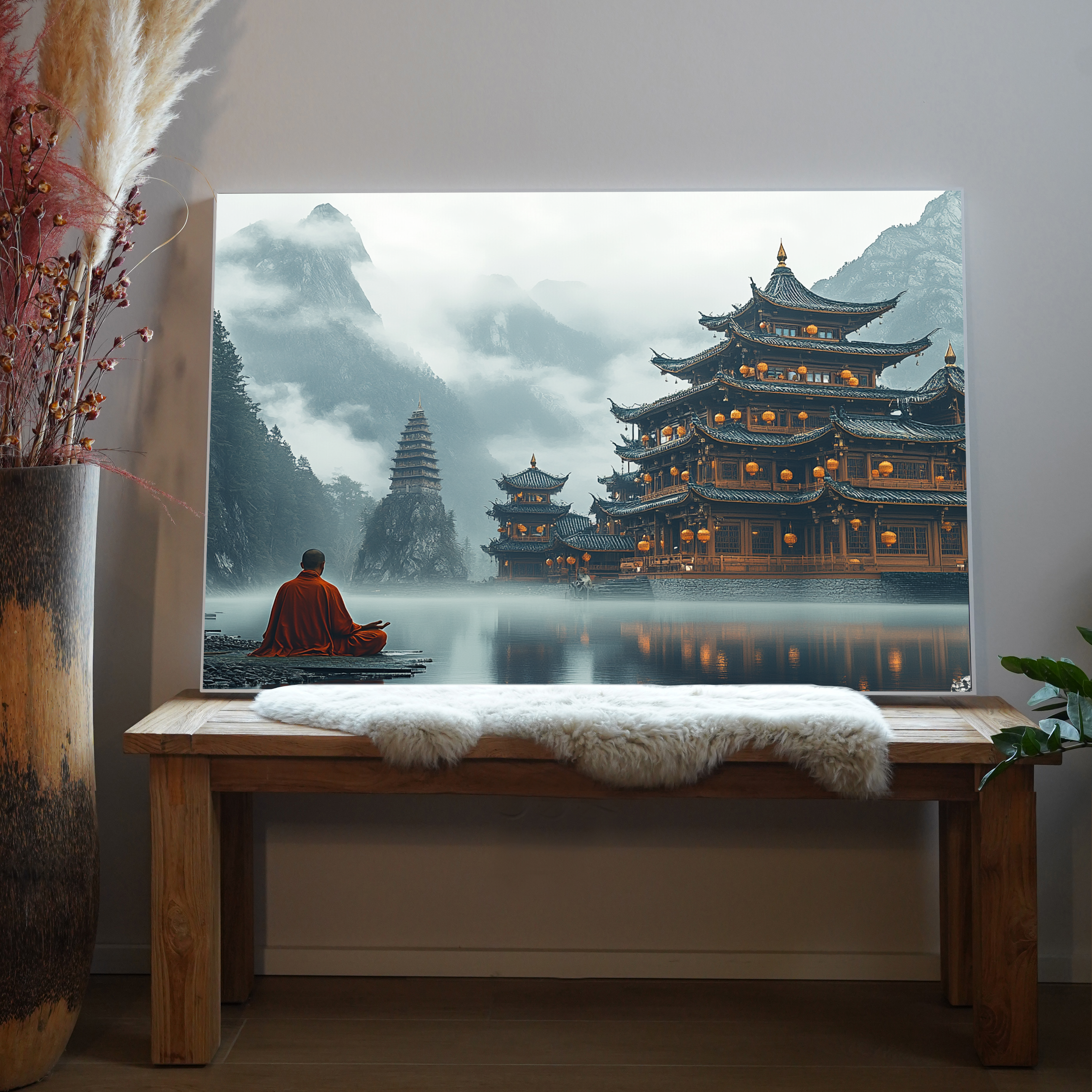 Mönch Asiatischer Tempel 4 | LED Bild