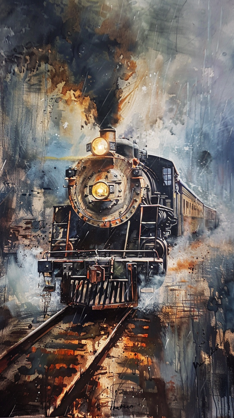 Eisenbahn Ölgemälde 2 | LED Bild