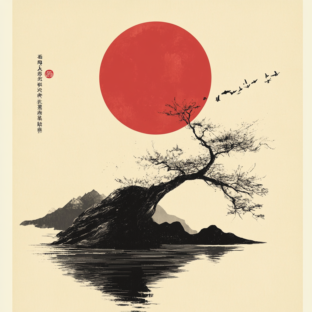 Zen Landschaft Silhouette | LED Bild