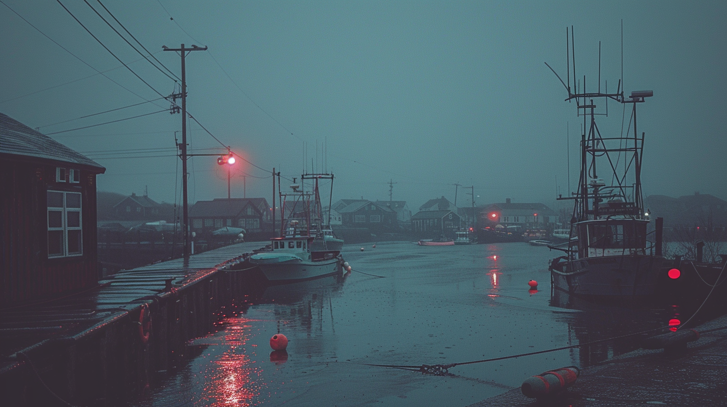 Nebeliger Hafen | LED Bild