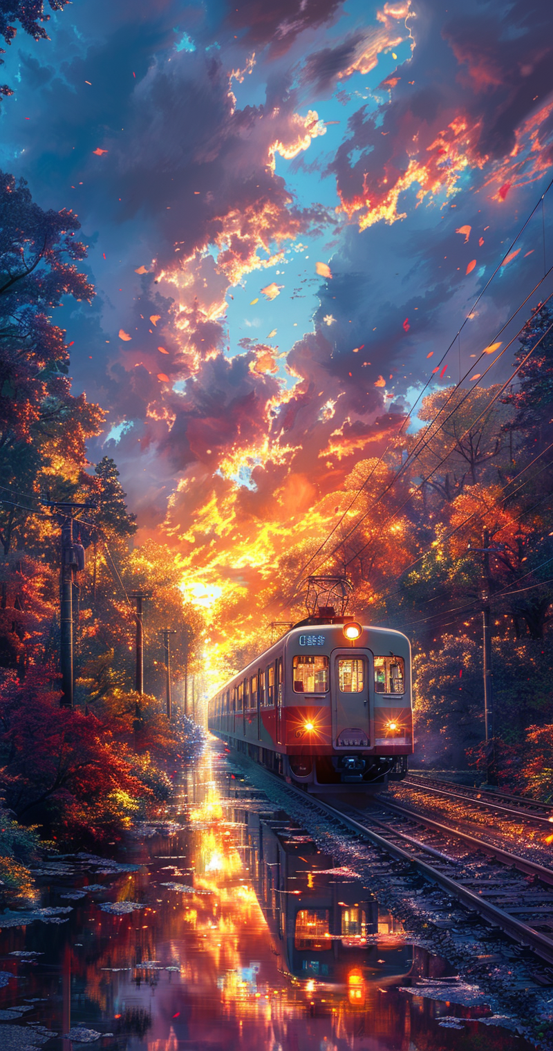 Straßenbahn Sonnenuntergang 1 | LED Bild
