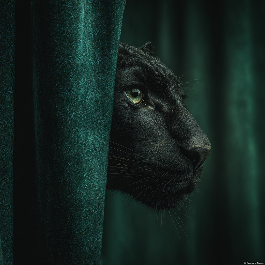 Panther Grüner Vorhang 3 | LED Bild