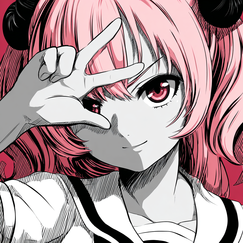 Manga Mädchen Pink 2 | LED Bild