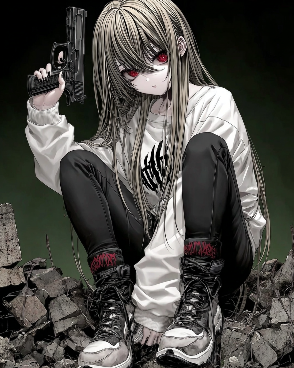 Frau mit Waffe Anime 1 | LED Bild