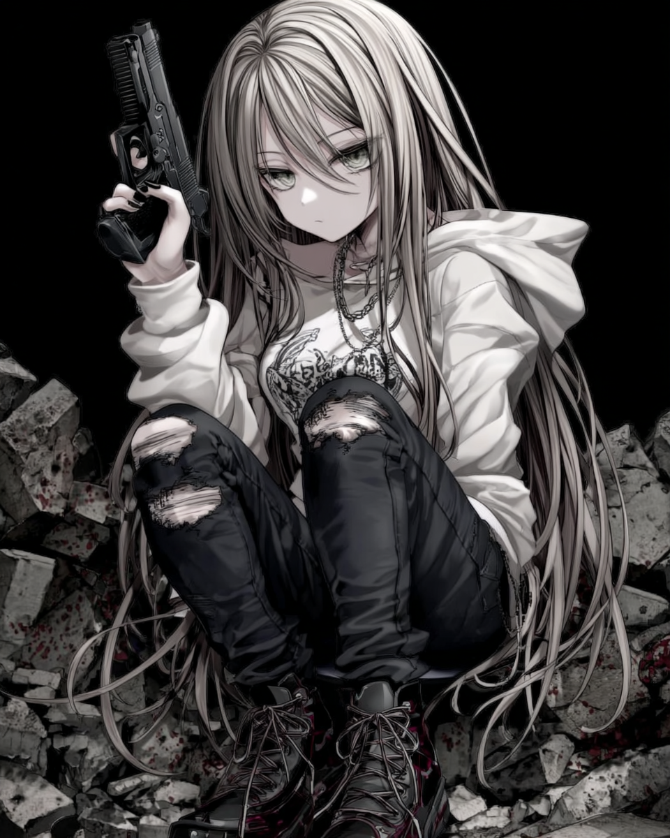 Frau mit Waffe Anime 2 | LED Bild