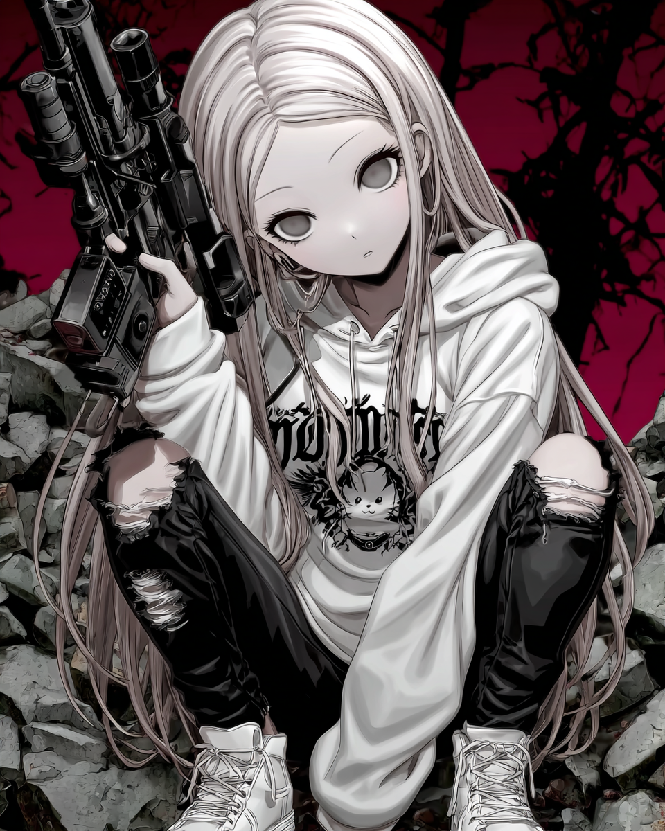 Frau mit Waffe Anime 3 | LED Bild