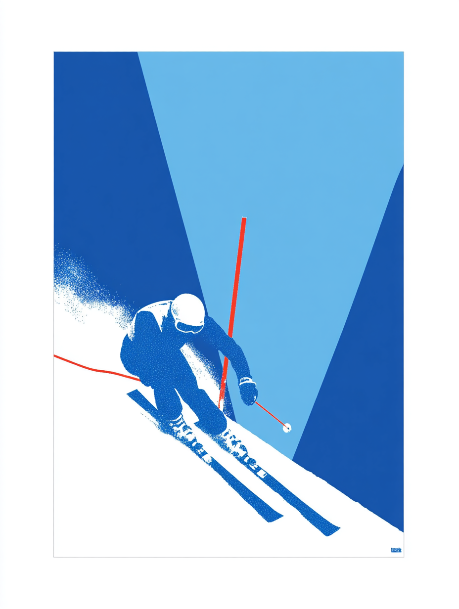 Skifahrer Blau 2 | LED Bild