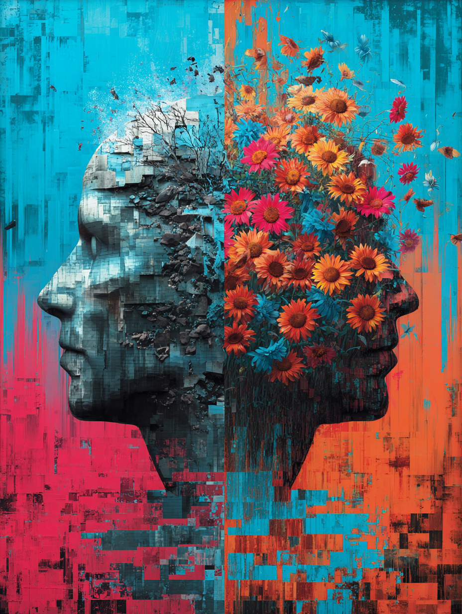 Beton & Blumen 3 | LED Bild