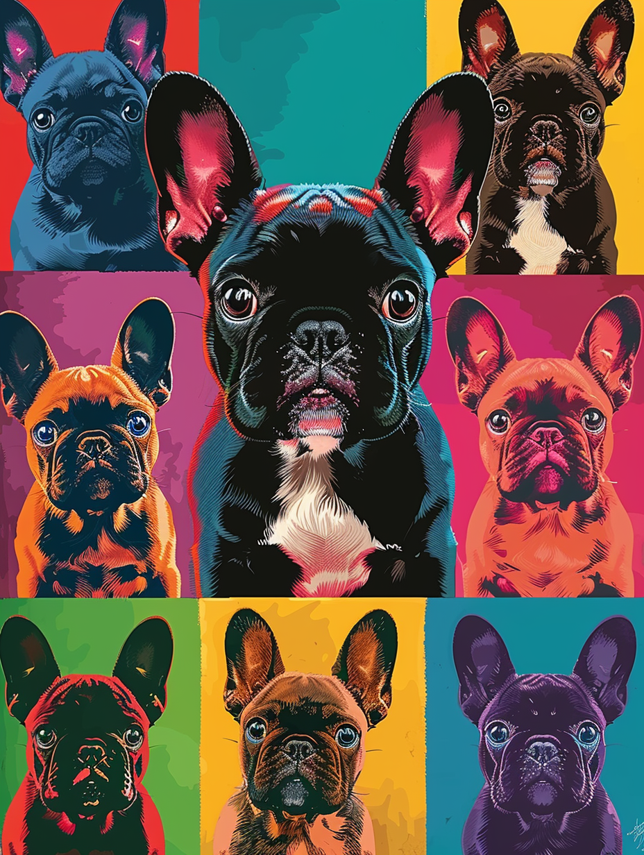 Bunte Bulldoggen Pop Art 1 | LED Bild