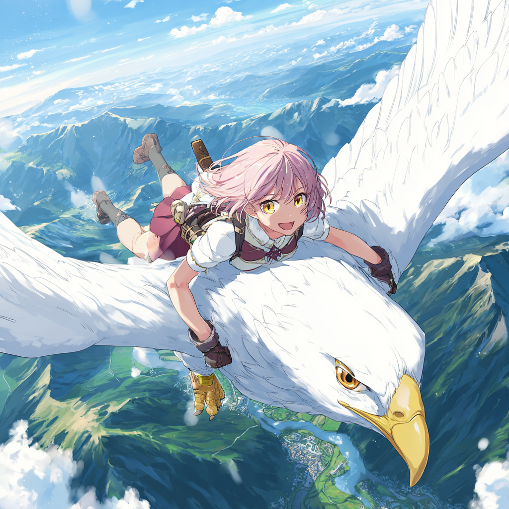 Mädchen auf Vogel Anime 3 | LED Bild