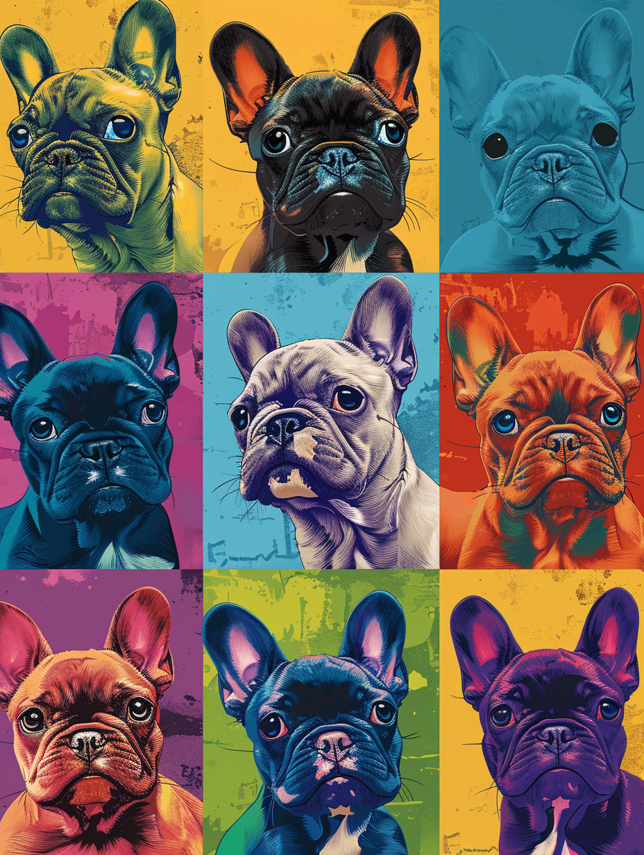 Bunte Bulldoggen Pop Art 2 | LED Bild