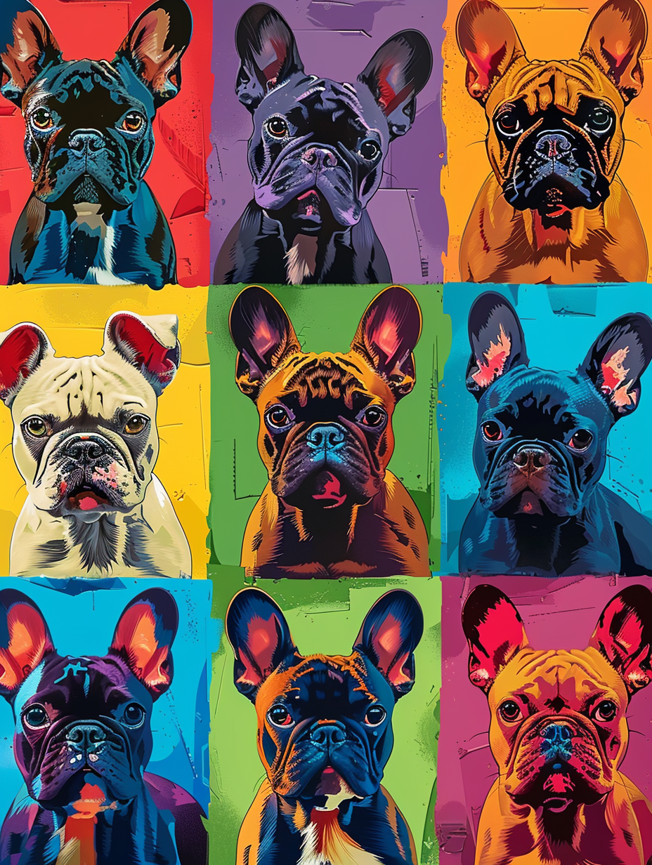 Bunte Bulldoggen Pop Art 3 | LED Bild
