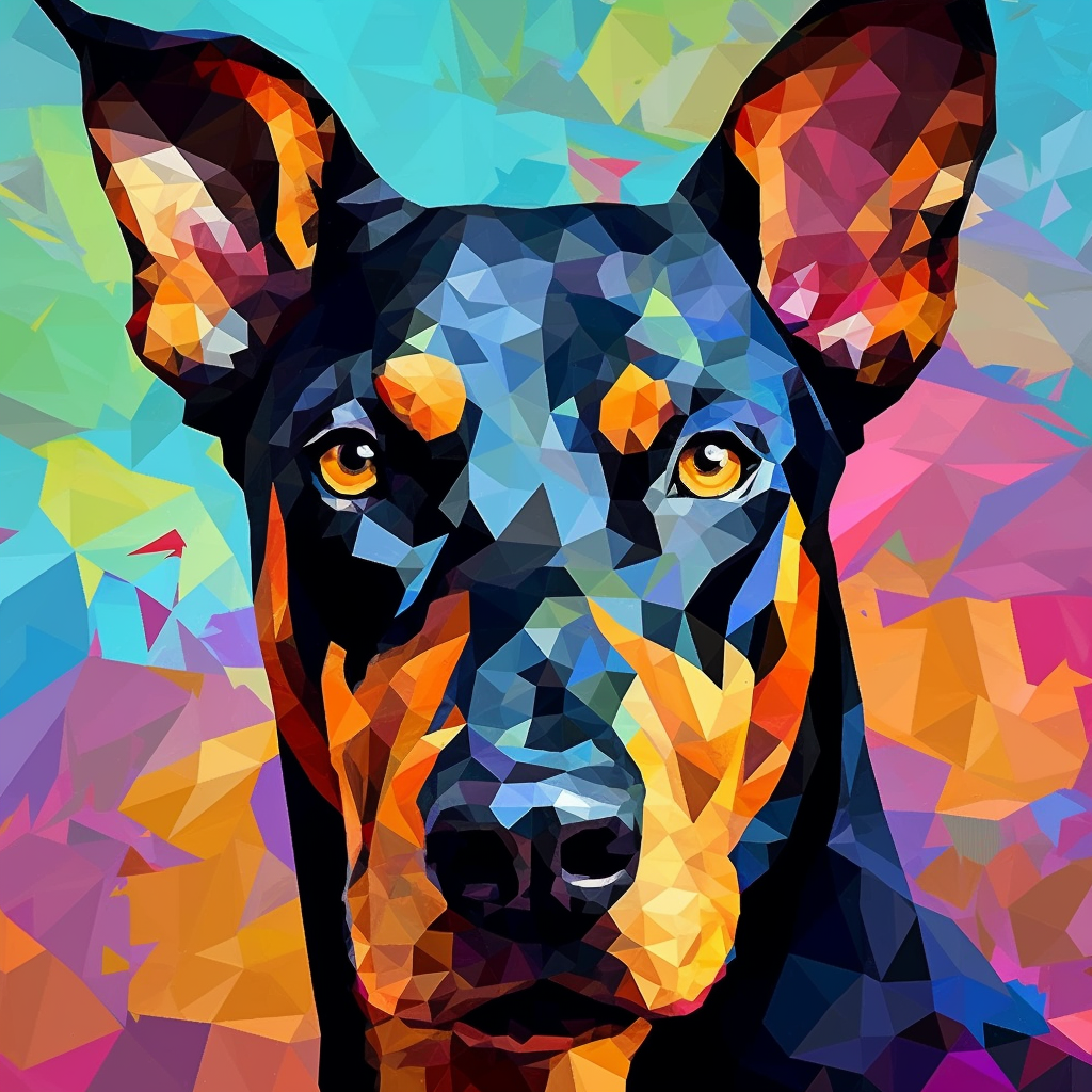 Geometrie Hundeporträt Bunt | LED Bild