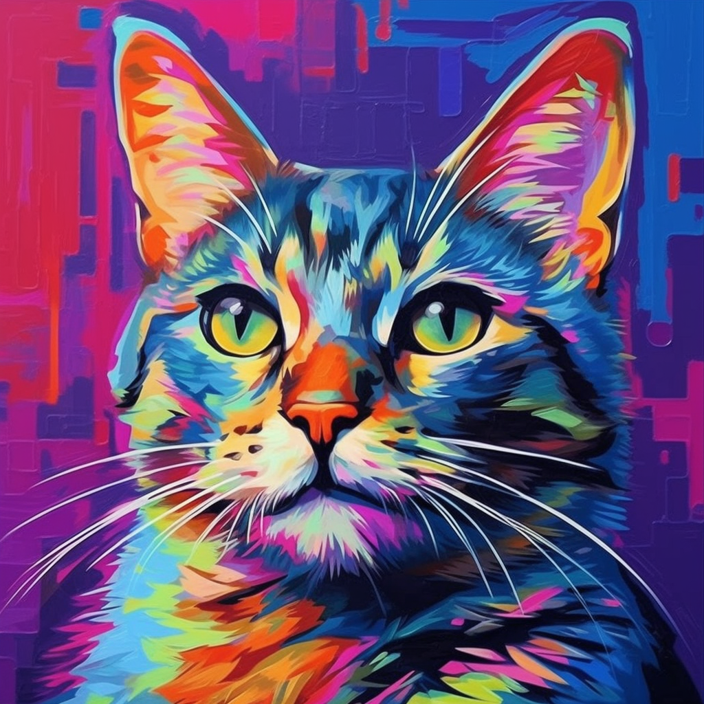 Katzen Portrait Bunt | LED Bild